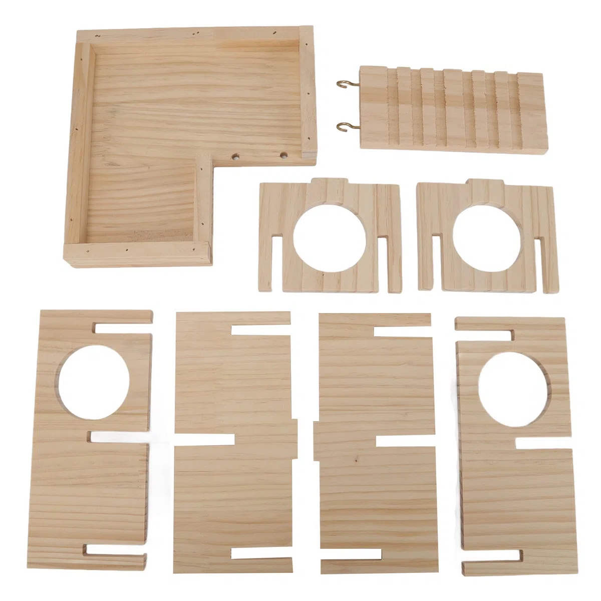 Casa de Hámster y Escondite, Varias Habitaciones, Juguete de Túnel de Escondite de Madera con Escalera para Hámster de Guinea, Jerbos, Ratones, Lemmings, Castillo de Conejito