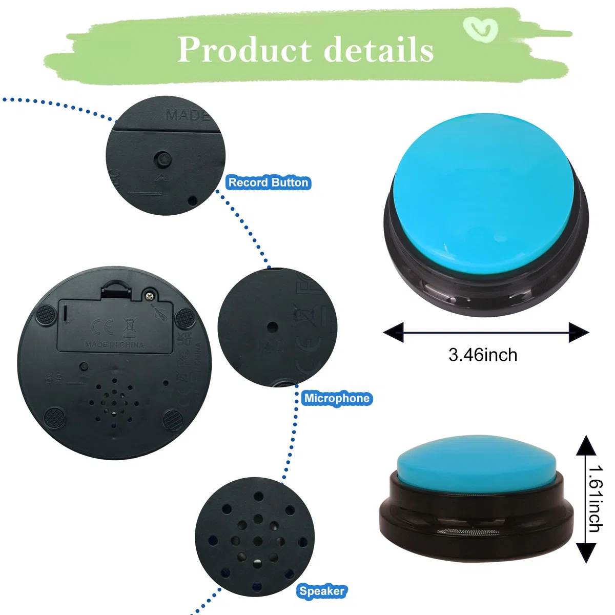 Gelabur Juego de 4 botones para perros para comunicación, botones grabables de voz para aula, juego de botones de conversación para entrenamiento de perros, herramientas de botones de conversación