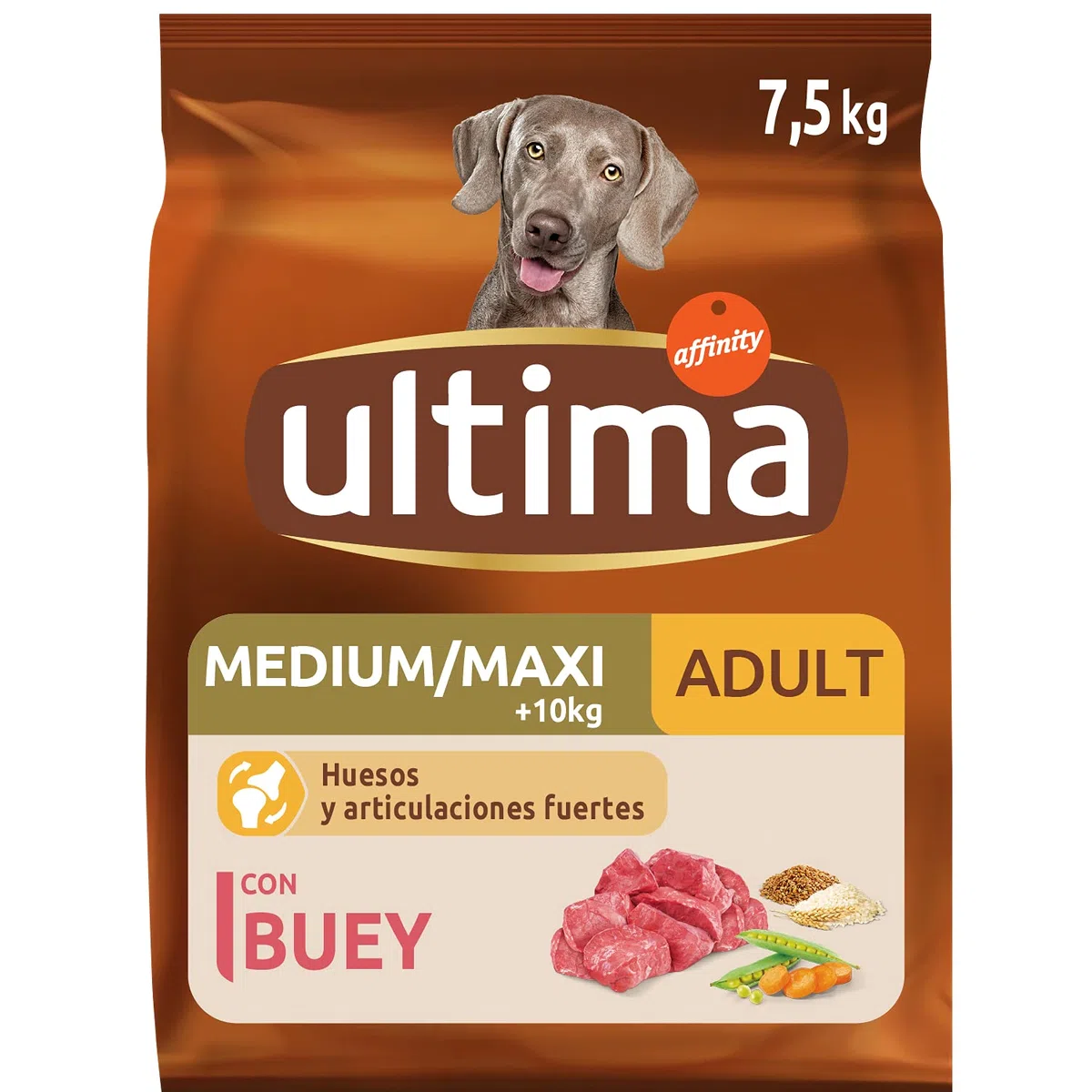 Ultima Medium-Maxi Adult Buey, Comida seca para perros, 7,5kg