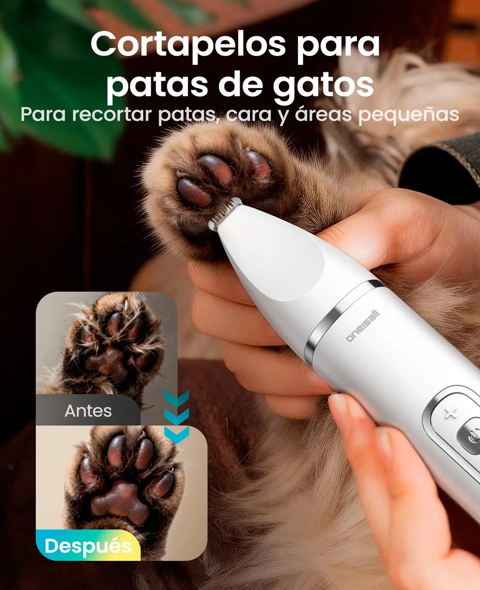 Oneisall Cortapelos 3 en 1 para Mascotas, Maquina Cortar Pelo Perros, Maquinilla Silenciosa con Pantalla LCD, Ideal para Cortar Pelaje Enredado, Sarro Anal, Patas y Ruedas de Gatos y Perros