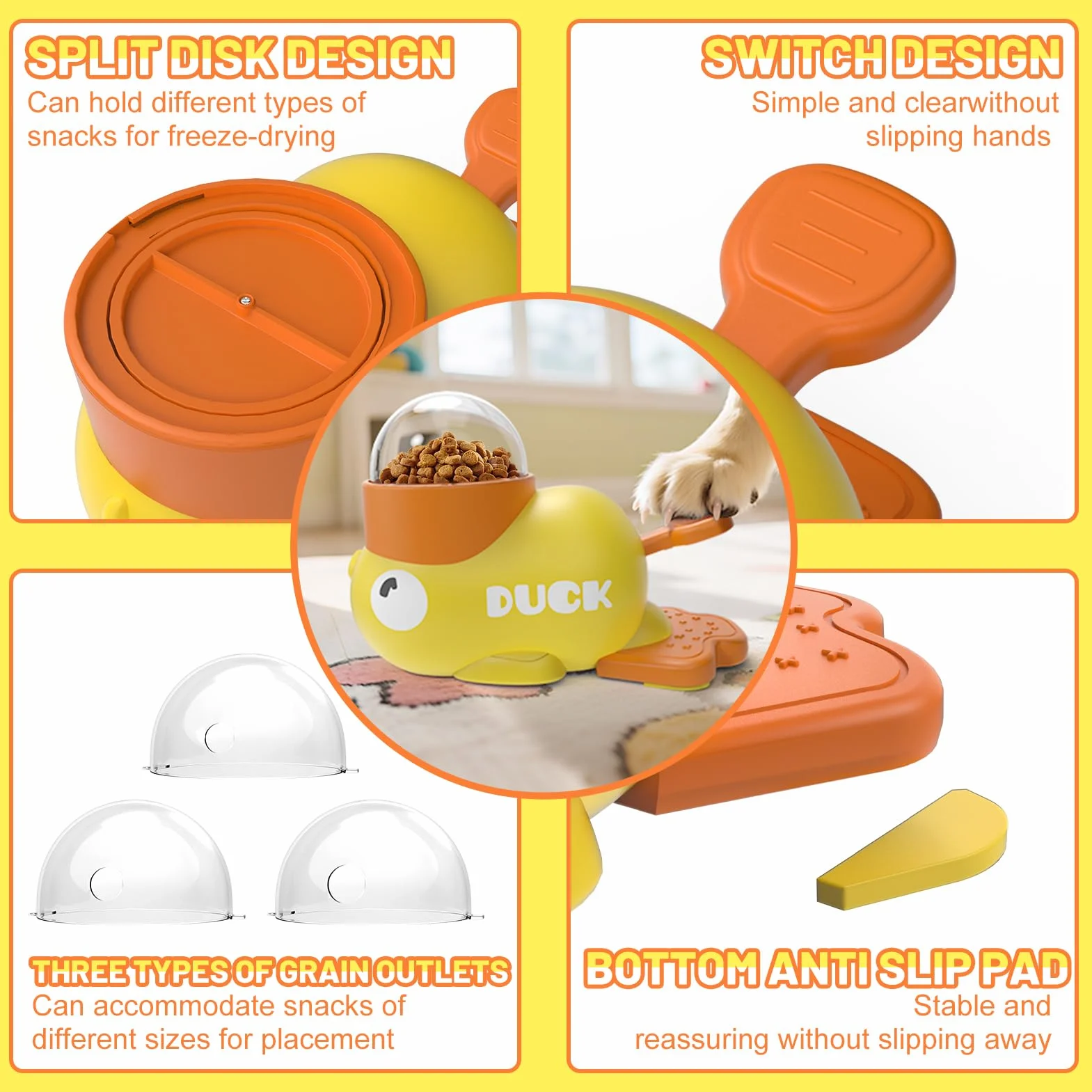 Juguete Interactivo para Perros y Gatos Duck Dog Treat Dispenser Alimentador Lento para Perro Perros Apto para Cualquier Raza Puzzle Perros De Regalo