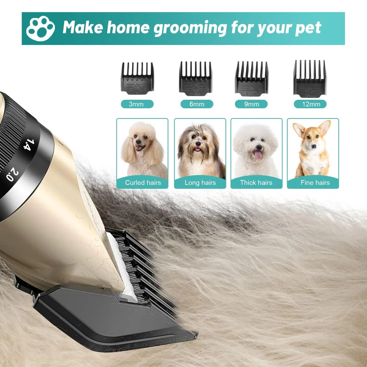 Cortapelos Perros Maquina Cortadora Pelo: Máquina Pelar Perro Profesional Silencioso Afeitadora Para Mascotas Pelo Largo Recargables Cuchilla Maquinilla de Afeitar Cortar Pelos Gatos Inalámbrico