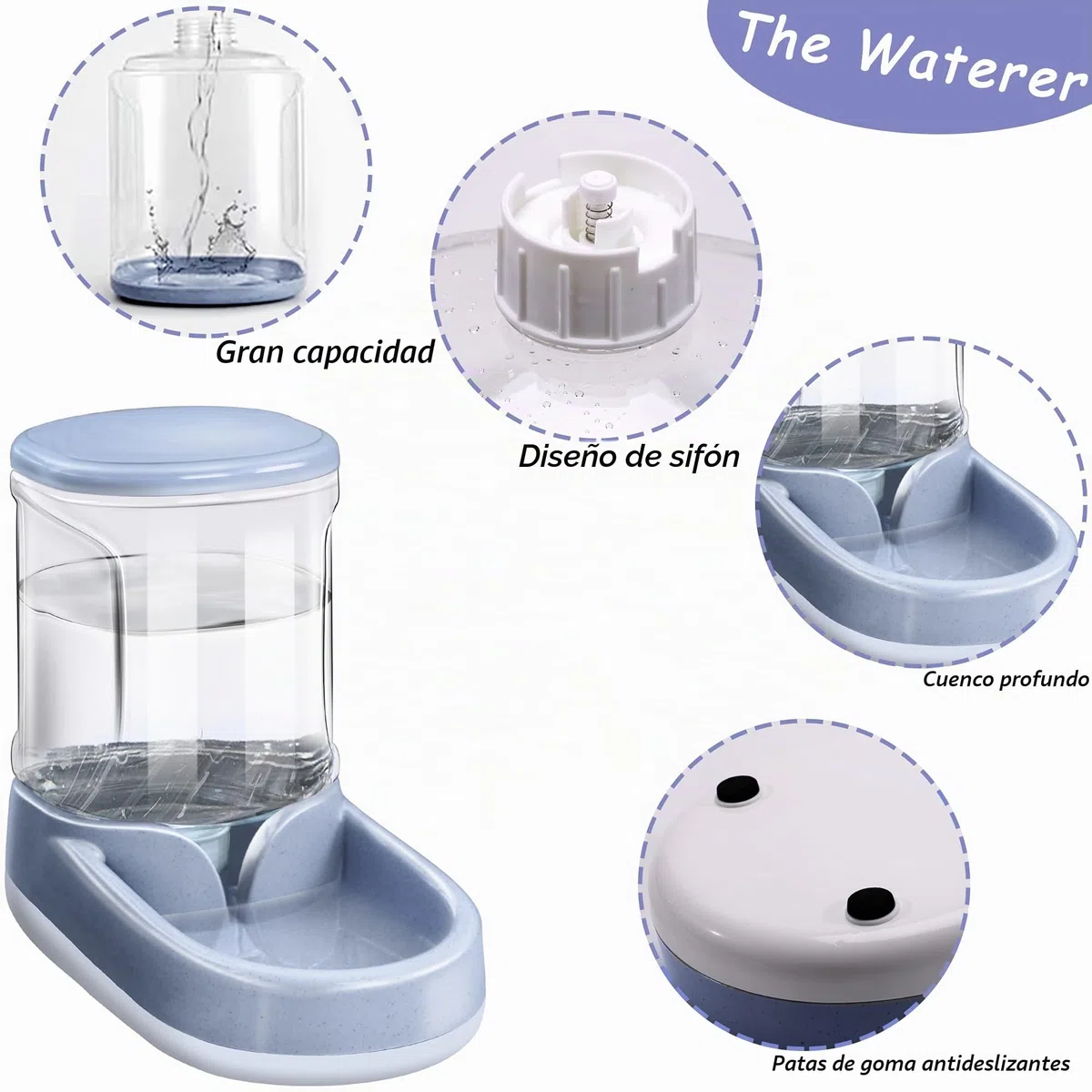 Dispensador de agua para mascotas 2 en 1 y dispensador automático de alimentos para perros y gatos pequeños y medianos, 3,8 l
