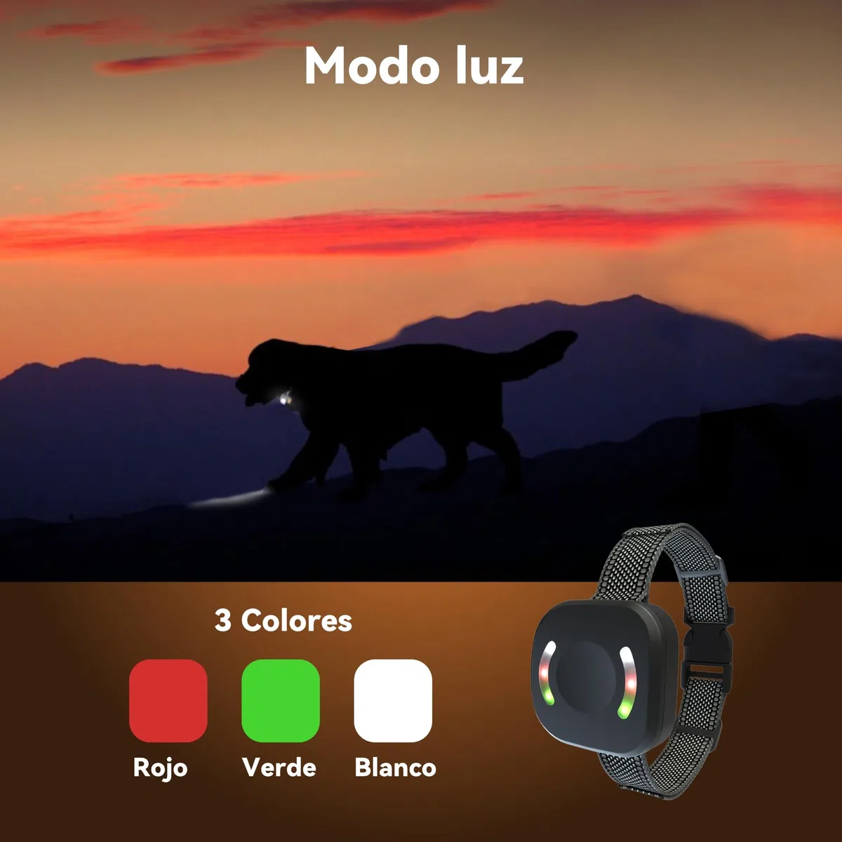 Collar de Adiestramiento para Perros,Collar Recargable con Rango de Control Manual 2000 Metros,4 Modos de Adiestramiento Efectivos Luz LED/Sonido/Vibración/Fuerte Vibración,Resistente al Agua IP67