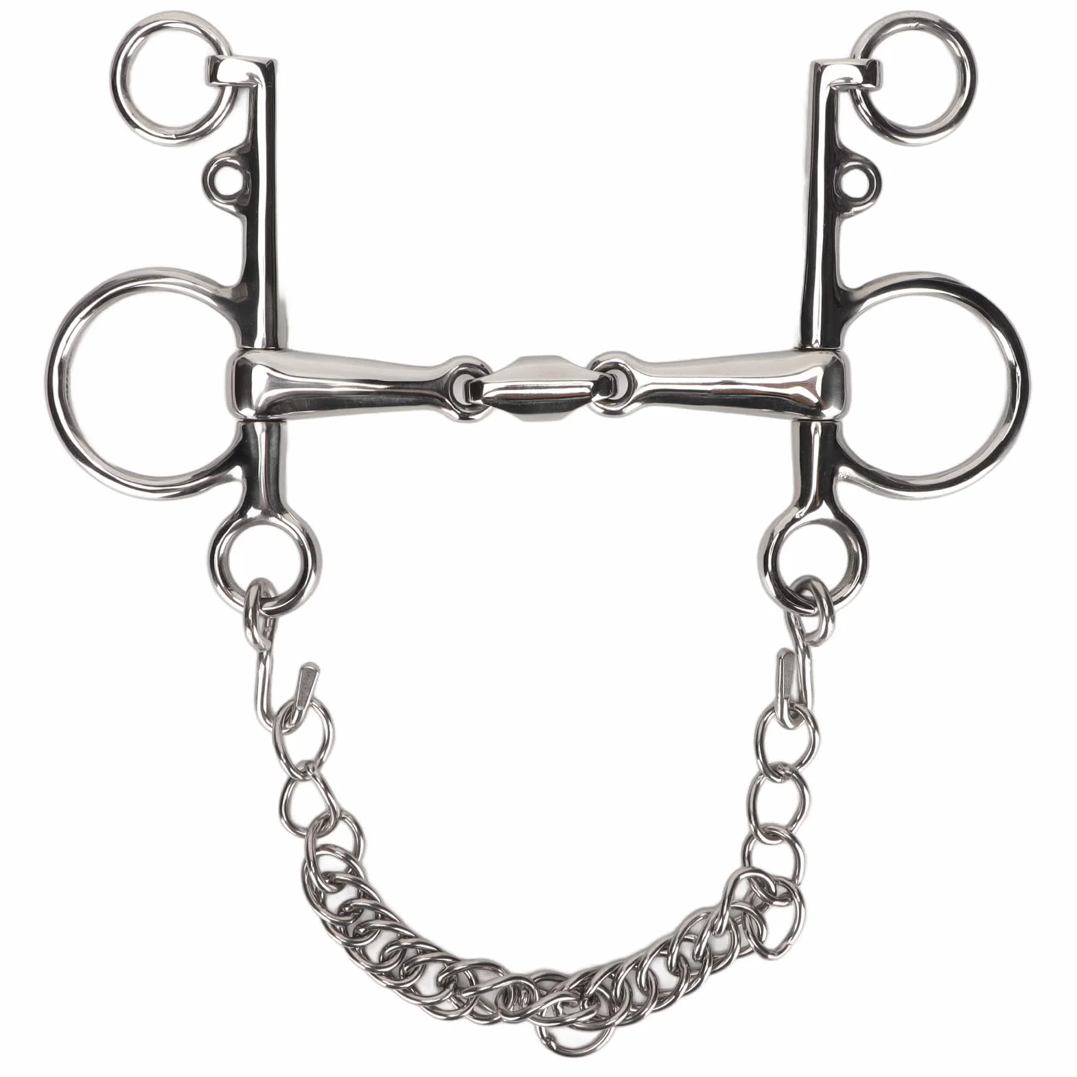 Broca Pelham para Caballos, Resistente a Roer, Facilidad de Control, Broca Pelham de Boca Articulada, Tachuela para Caballos de Acero Inoxidable Duradera con Cadena de Bordillo