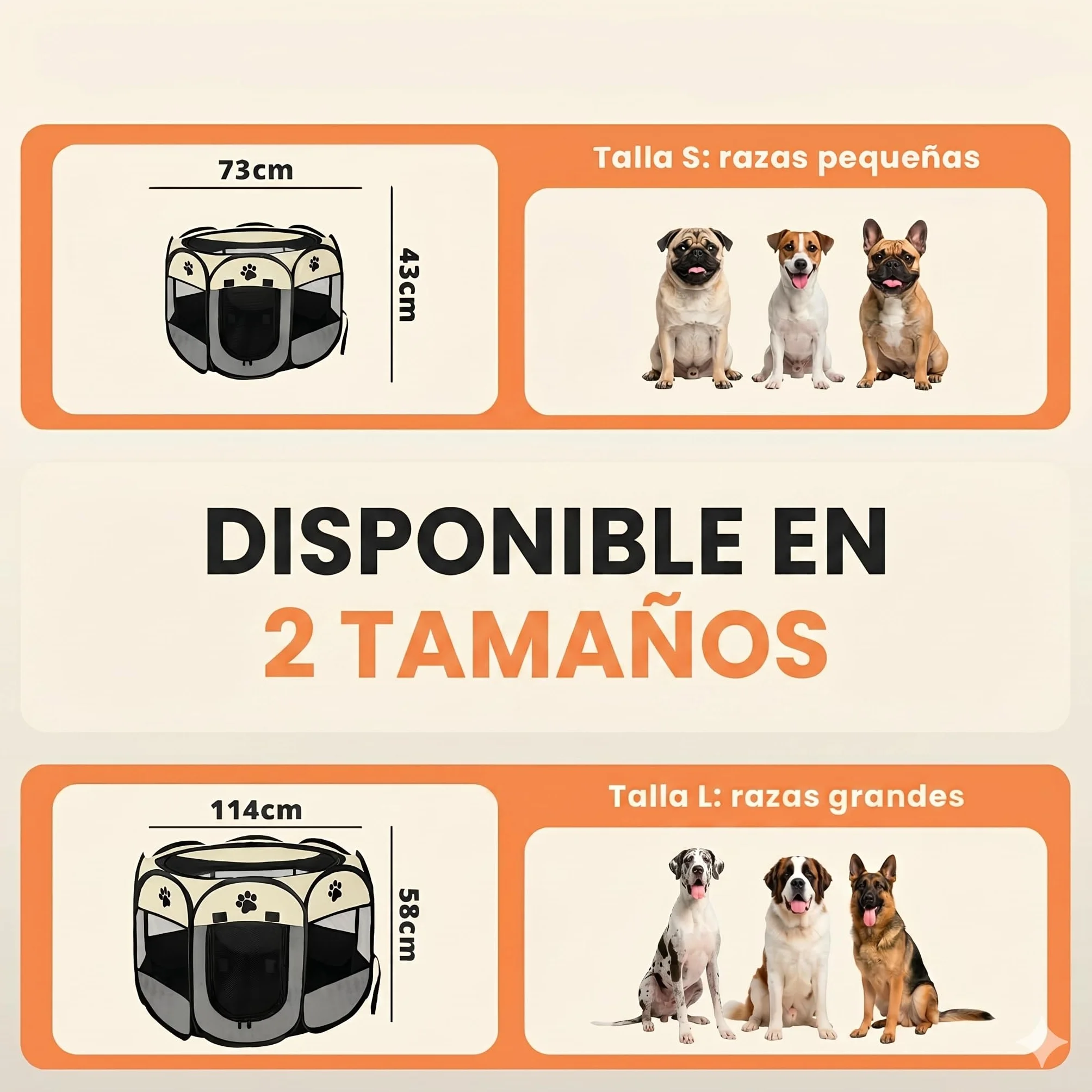 JUPPLIES Parque para Perros Plegable 73x73x43 cm – Corralito Portátil de Tela Oxford Impermeable para Mascotas Pequeñas - Ideal para Viajes, Juegos o Descanso en Casa y Exterior – Gris