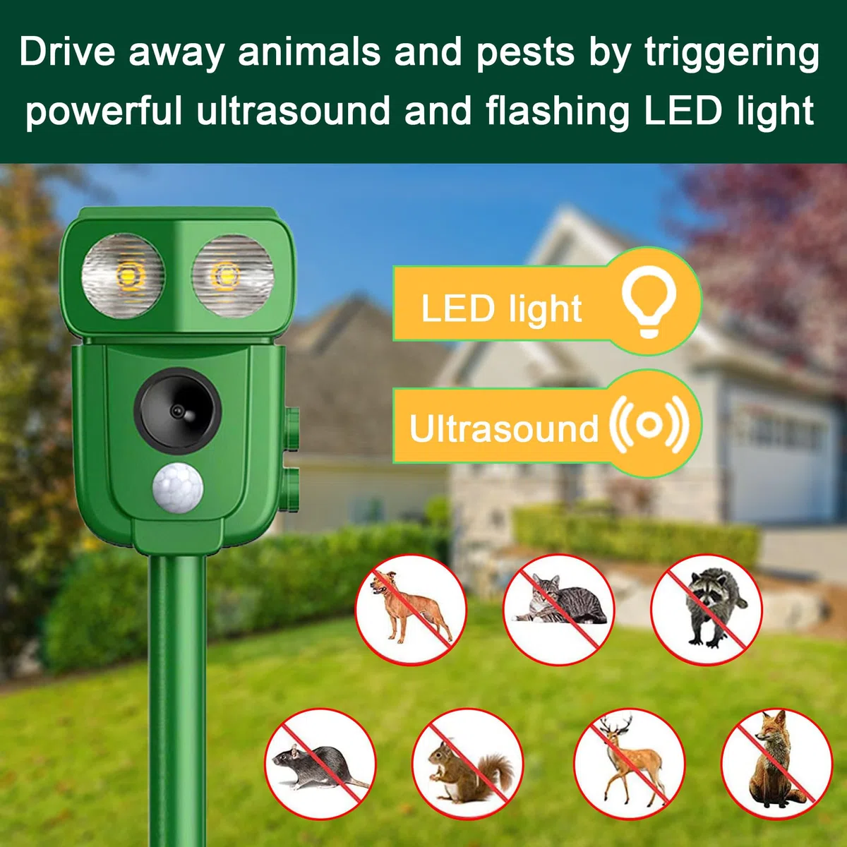 Repelente de Gatos, Repelente de Palomas, 2025 Nuevo Ultrasonido Solar Repelente de Gatos para Palomas,Pájaros,Perros,Gatos,Ratones,Zorros, Repelente de Mascotas por Ultrasonido
