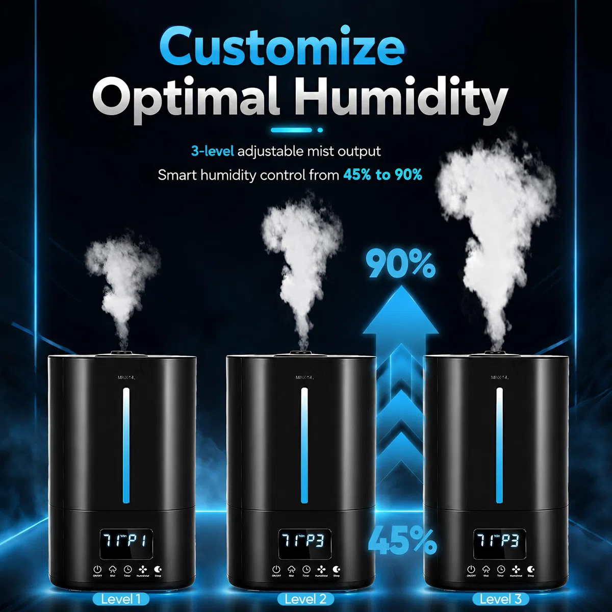 Humidificador para reptiles y plantas, humidificador de terrario de 5 litros con mando a distancia, temporizador y modo de sueño, salida de niebla de 3 niveles, humidificador de relleno superior para