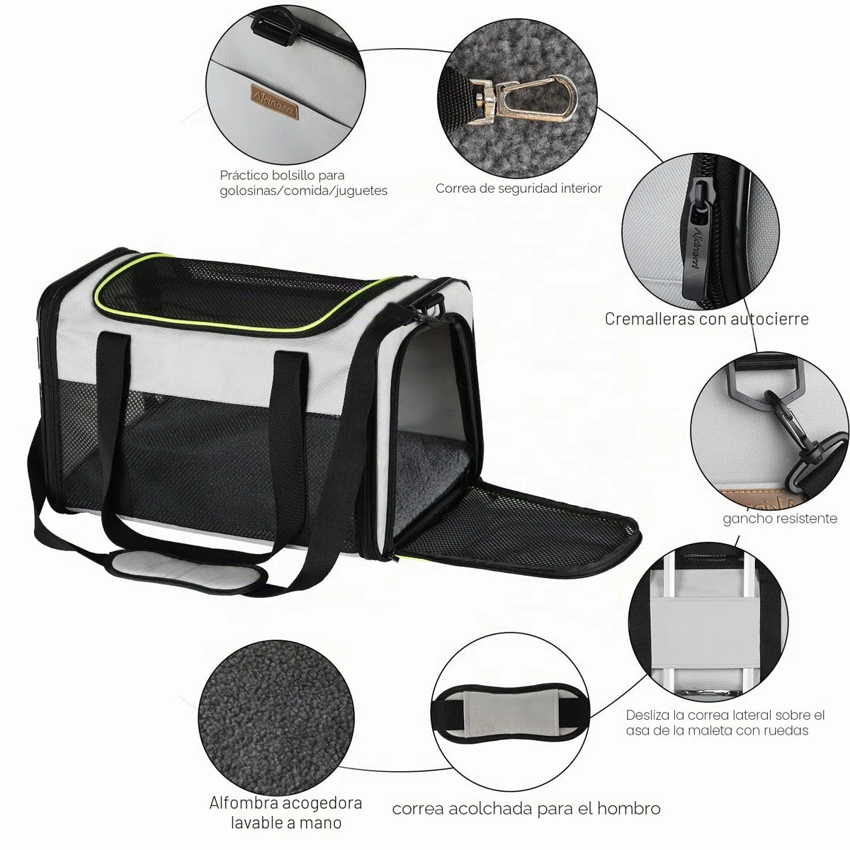 Akinerri Airline Aprobado para Transportar Mascotas, Suave Cara Plegable para Mascotas de Viaje para Cachorros y Gatos medianos