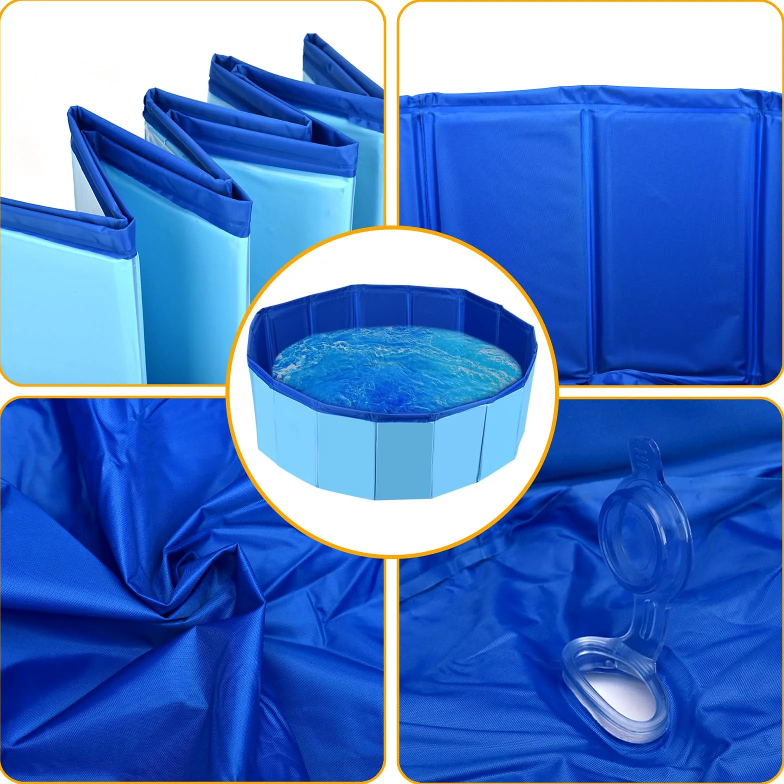 Tina plegable para perros, piscina grande de PVC para mascotas, piscina de juegos para mascotas, piscina antideslizante para el baño de perros en el jardín (80 x 20 cm)