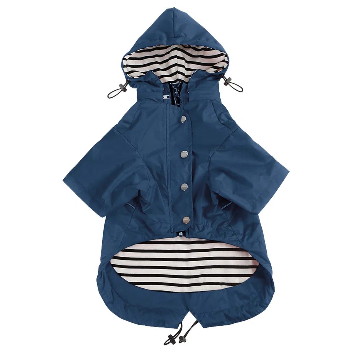 MOREZI Chubasquero para Perros con Cremallera y Botones Reflectantes, Resistente al Viento y a la Lluvia, cordón Ajustable, Capucha Desmontable-Azul Marino-M