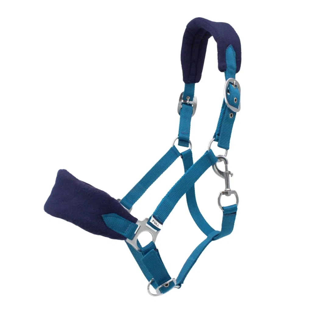 PFIFF 103103 Sunny - Juego de Cabestro (3 Piezas, Tejido y Flecos, Personalizable), Color Azul Claro