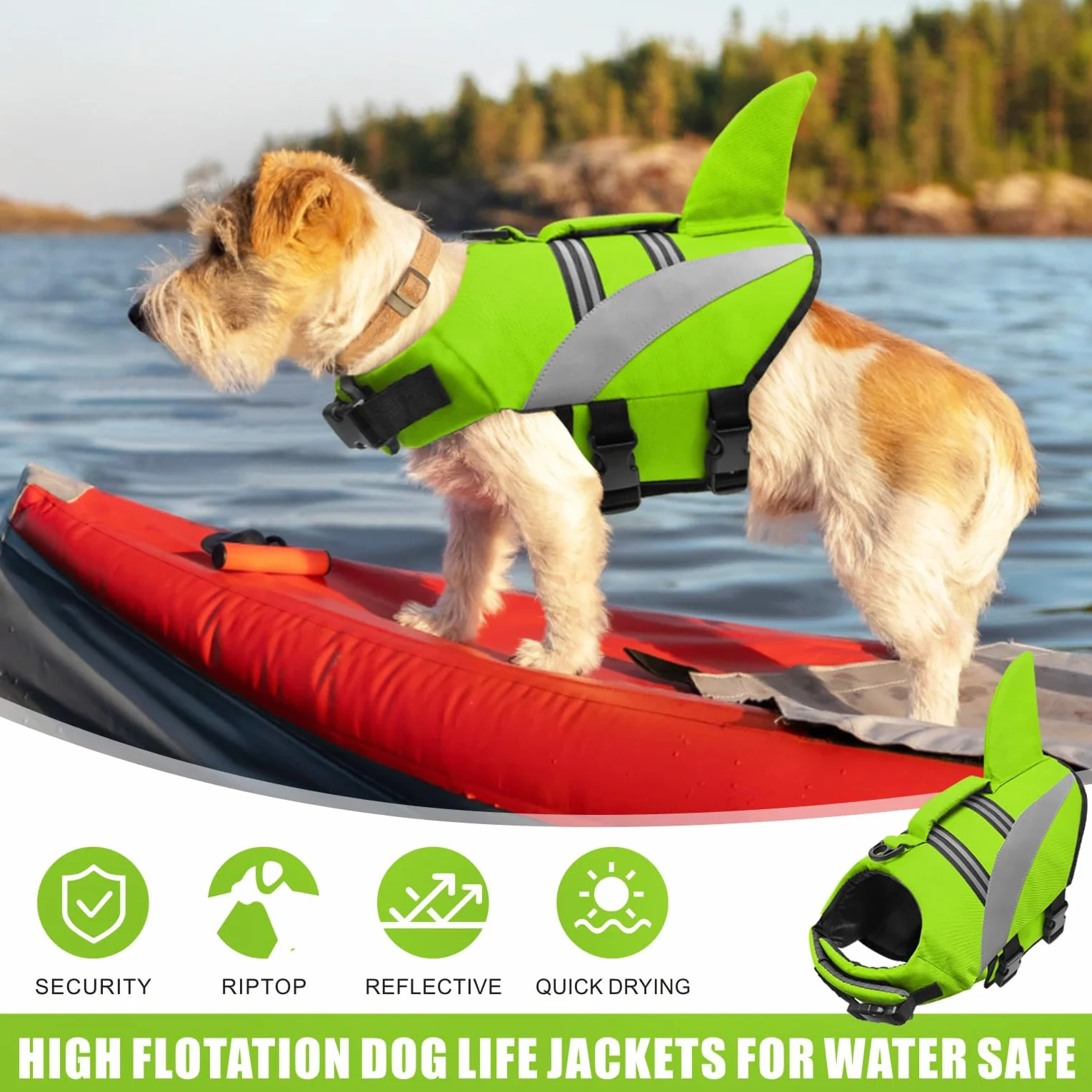 Chaleco Salvavidas para Perros Chaleco Salvavidas para Tiburones de Alta Flotabilidad Chaleco Salvavidas para Perros Chaleco de Seguridad para Mascotas Bote de Natación Bañador
