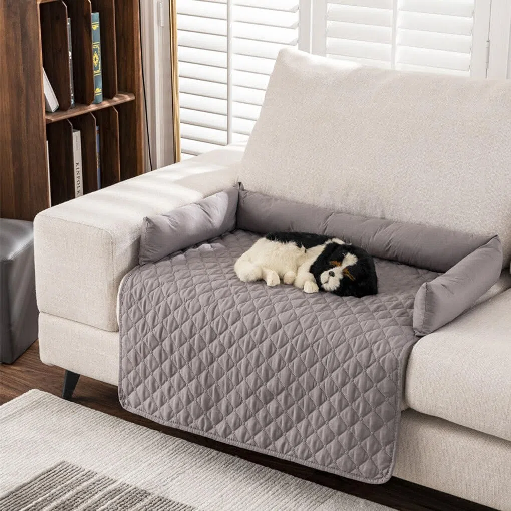 Manta para Mascotas para protección de sofá Cama Muebles acogedores y Elegantes Impermeable Cama para Perro colchón Tela Antideslizante Funda de sofá, Gris Oscuro, 75 * 75