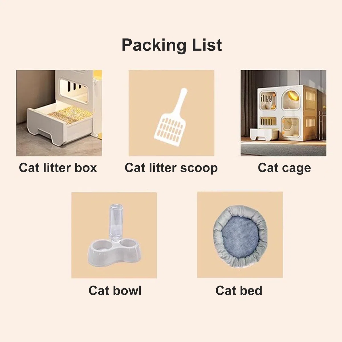 Jaula para Gatos con Ruedas, Jaulas para Gatos de Interior con Caja de Arena, Casa para Gatos de Interior, Recinto para Gatos de 2 Niveles para Bricolaje, para 1-2 Gatos