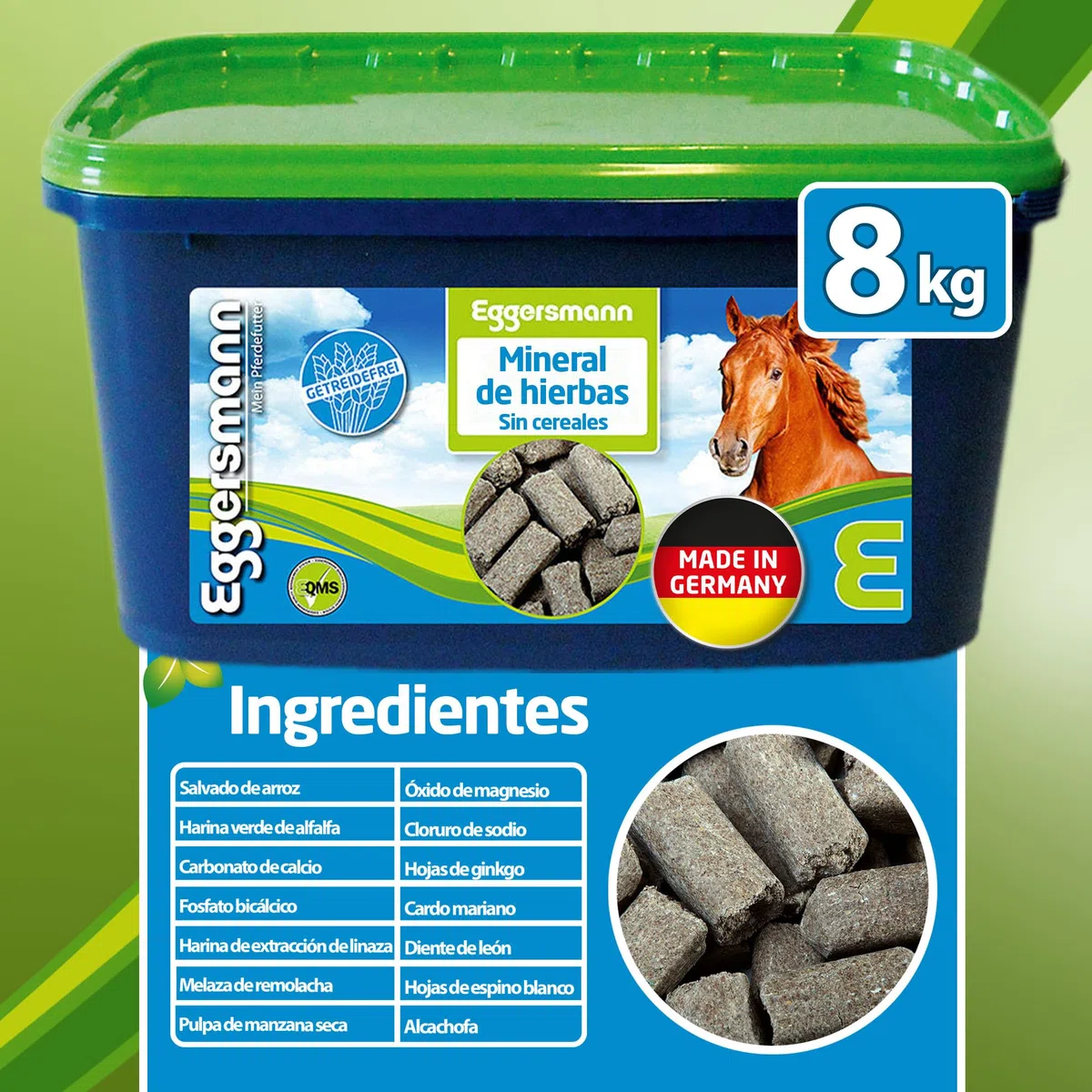 Eggersmann Mein Pferdefutter Terminal de Hierbas sin Cereales, 8 kg, sin Cereales, alimento Mineral para Caballos, para apoyar el metabolismo, Apto para Caballos sensibles a Las alergias