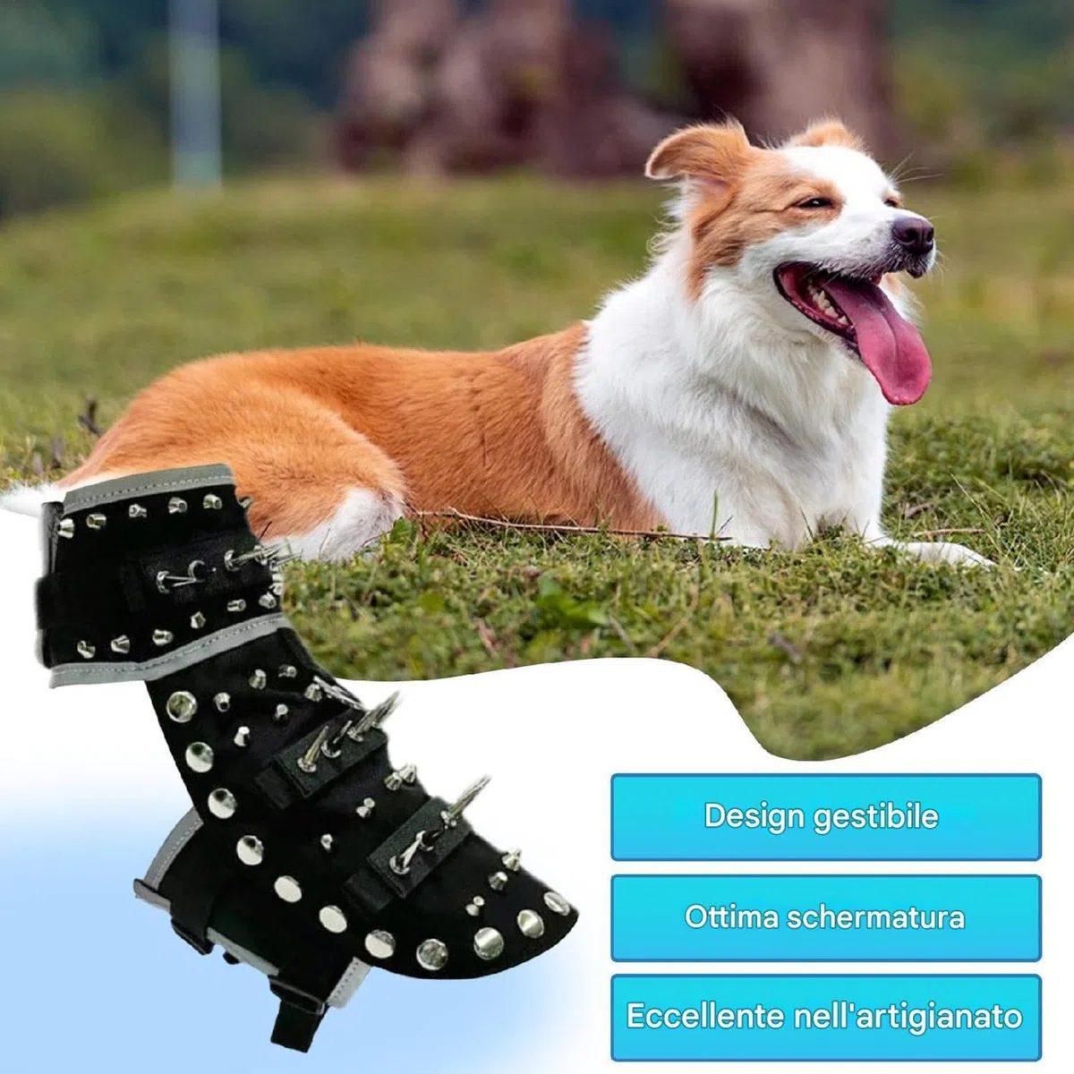 Dog Spike Glet – Chaleco impermeable para mascotas para máxima protección | Chaleco reflectante ajustable para perros anti-coyote para uso en caminatas