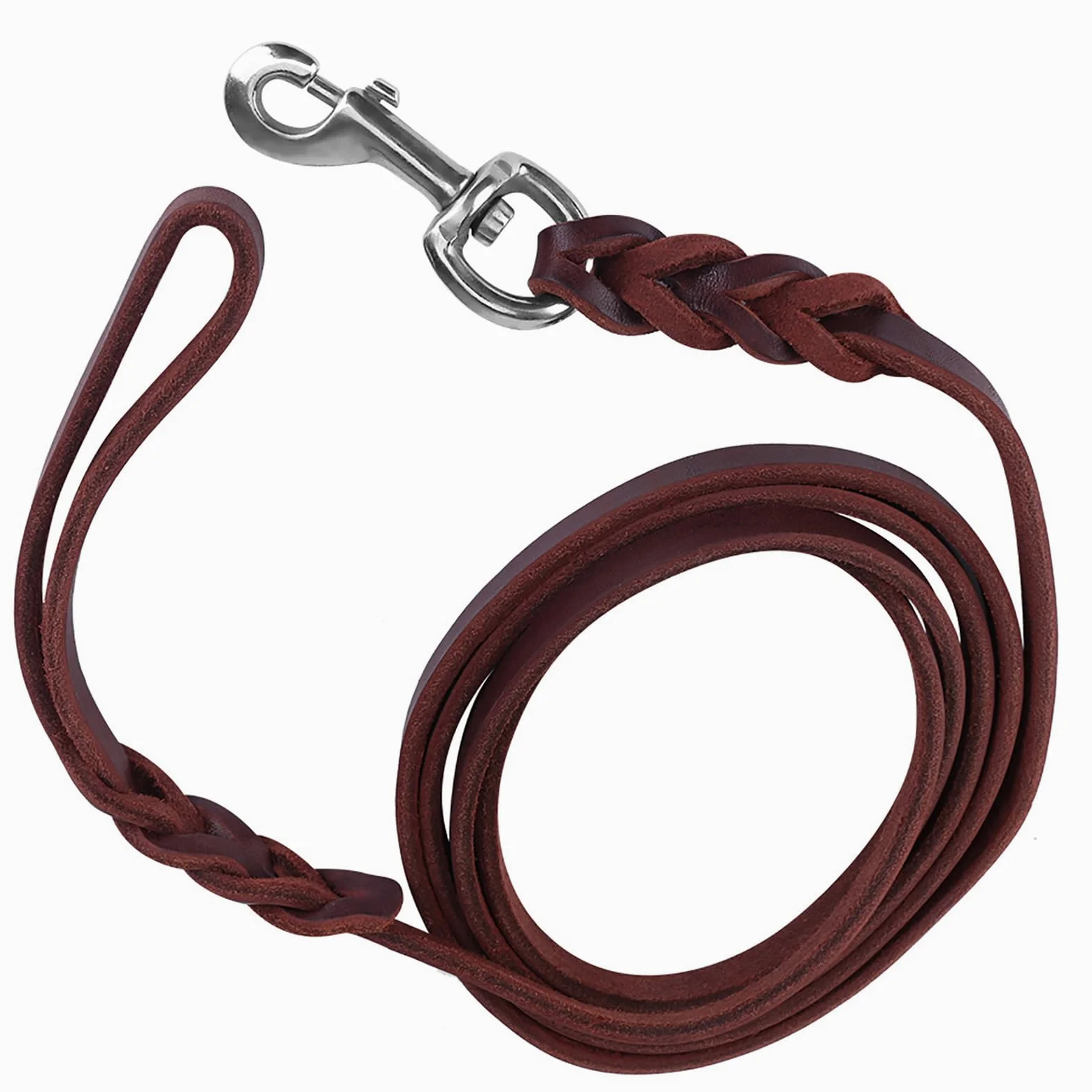 YOUTHINK Correa Cuero, Correa De Cuero para Perros, 210Cm Cable De Entrenamiento para Caminar Deslizante con Cierre De Metal Correa De Cuerda Resistente con Asa Cómoda Trenzada