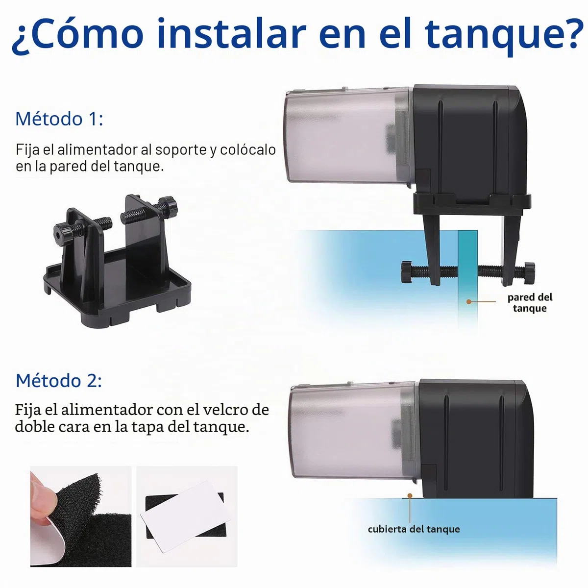 Lychee - Alimentador automático para acuarios, Temporizador controlado por WiFi, dispensador de Alimentos para Peces con Pantalla LCD para peceras, estanques, Vacaciones (Negro)