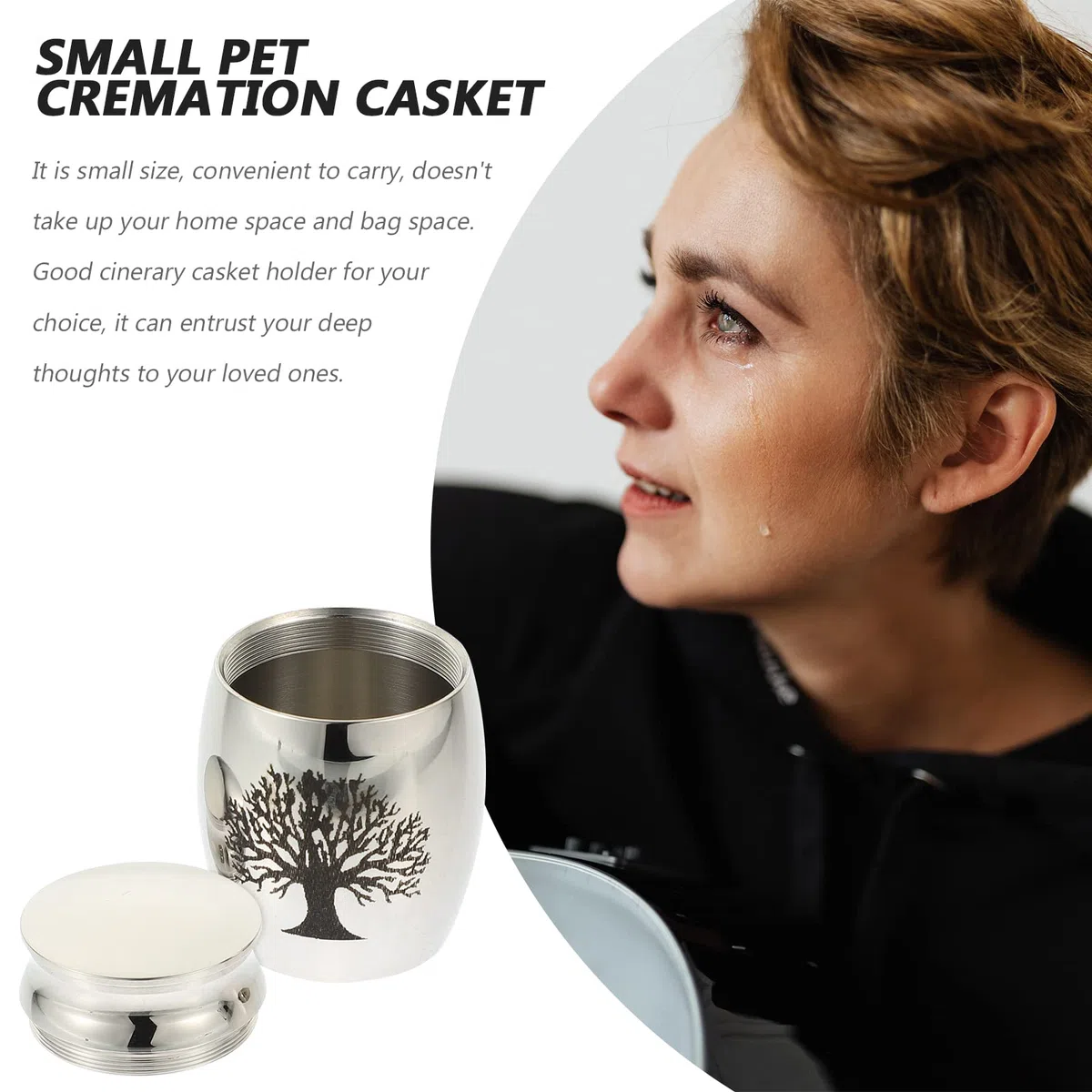 Artibetter Urna De Acero Inoxidable para Cenizas De Mascotas Pequeña 0.98X0.98X1.57 Pulgadas Contenedor Portátil para Ceniza De Hueso De Perro Y Gato Recuerdo Compacto