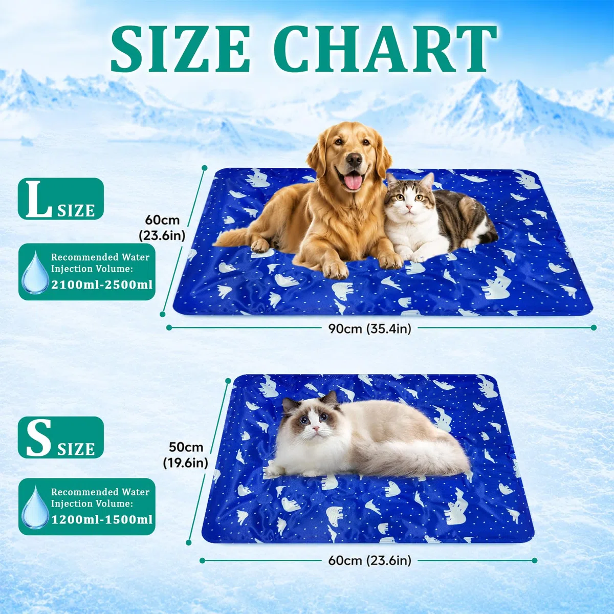Cama Refrescante Perro, Almohadilla de Gel Autorefrescante Duradera e Impermeable para Perros y Gatos, Manta de Hielo Que Mantiene a Las Mascotas Frescas en Verano(Dark Blue, 50x60cm)