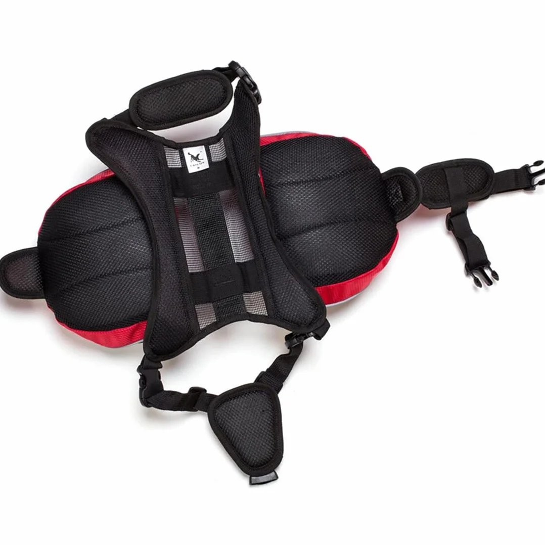Arnés Chaleco Mochila para Perro Mediano y Grande, Bolsa Sillín Portador Impermeable para Senderismo Viaje Paseo, Alforja Ajustable con Tira Reflectante para Mascota (Rojo, M (Perro 18kg - 28kg)