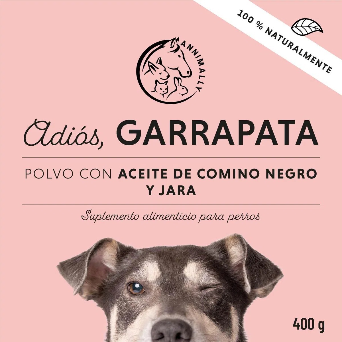 Annimally Complemento Alimenticio para Perros con Aceite de Comino Negro, Cistus, Levadura de Cerveza y Algas Marinas – Fórmula Natural en Polvo de Fácil Administración para Piel y Pelaje - 400 g