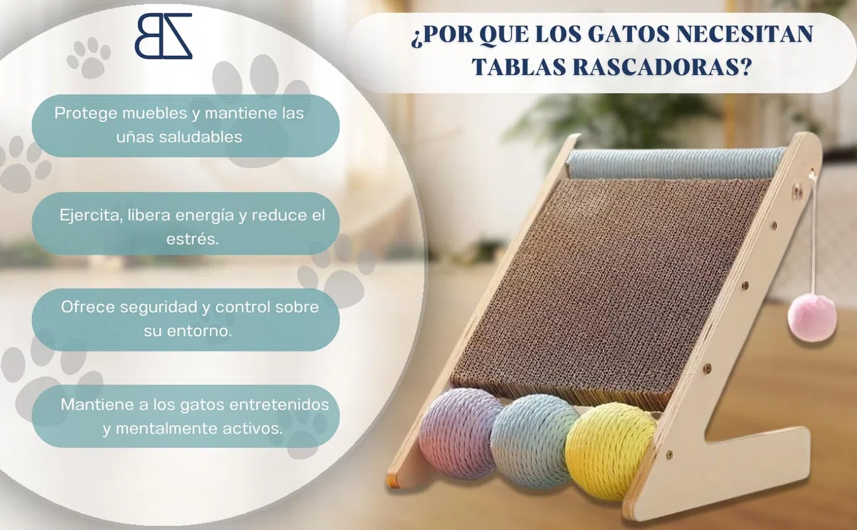 Rascador para Gatos con Cartón Corrugado y 1 Recambio Extra, Rascador Gato Inclinado, Arranhador para Gatos, Juguete para Gato y Cat Scratcher BEMANZ
