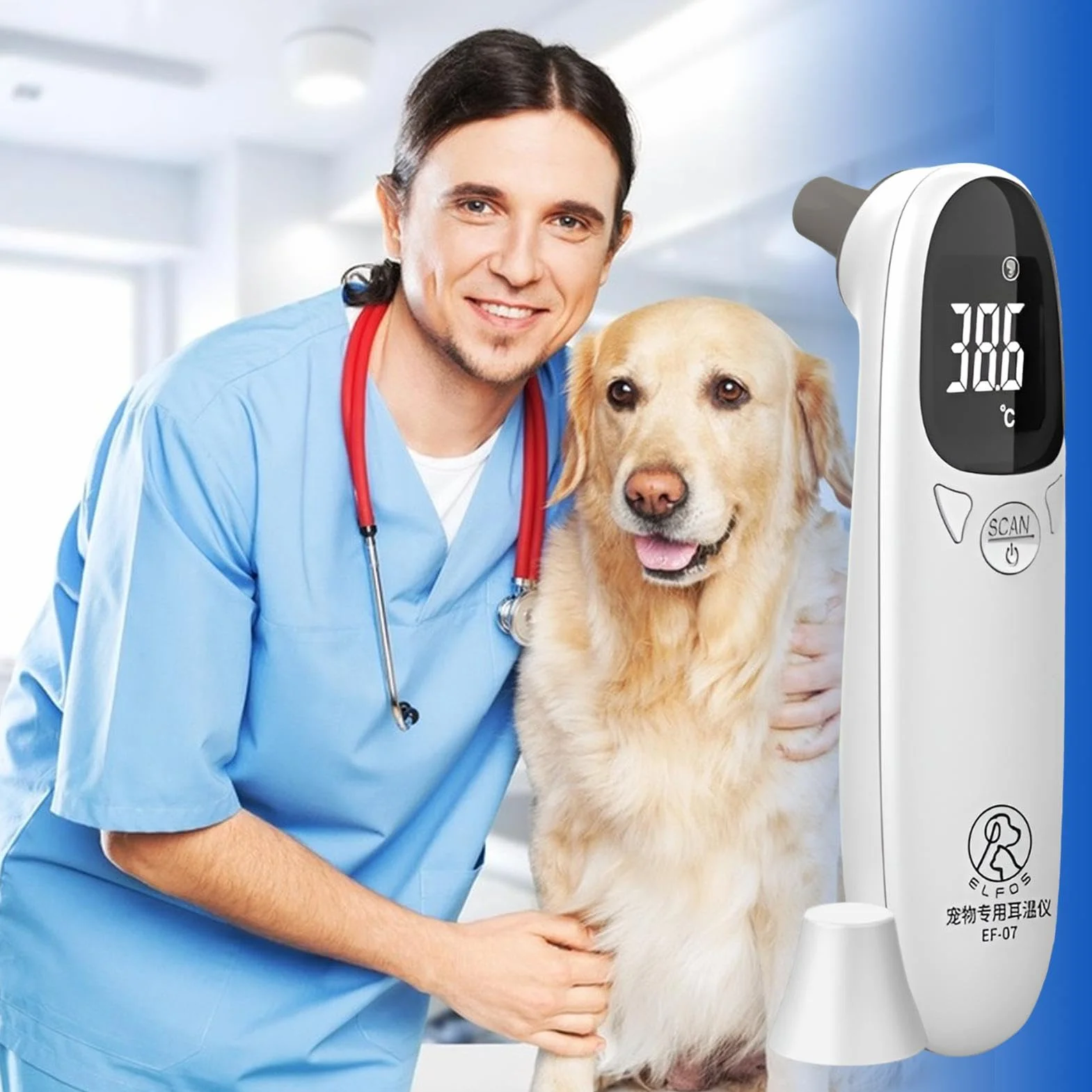 Termómetro impermeable para mascotas: dispositivo de detección de fiebre preciso para perros, gatos y animales de granja | Termómetro veterinario de alta precisión con diseño de doble modo para cerdos
