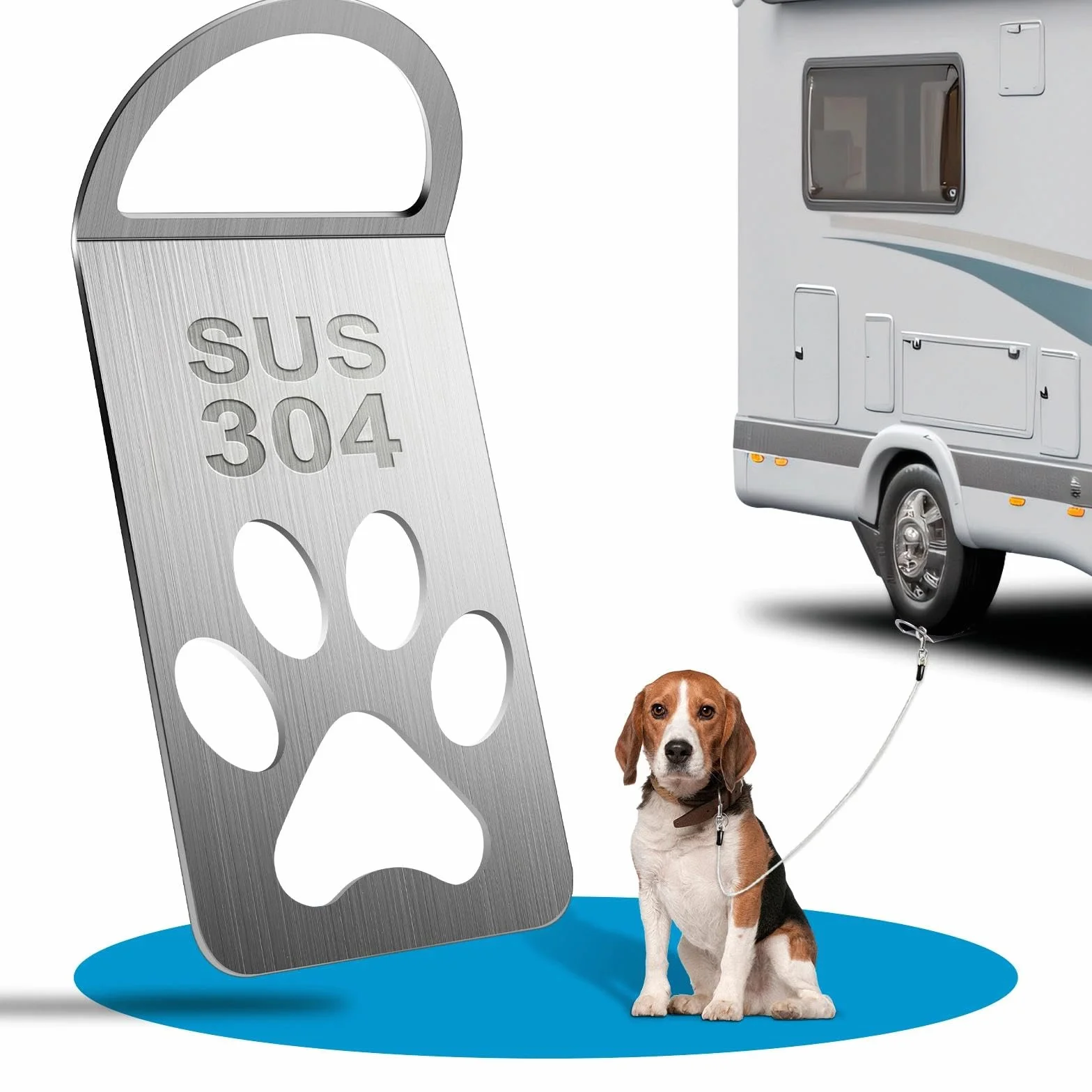 Anclaje de Suelo para Perros Espesar 0,4 cm 304 Acero Inoxidable Engrosamiento, Ancla para Perros Ideal para Salir con el Perro, Placa de Suelo Fácil de Usar