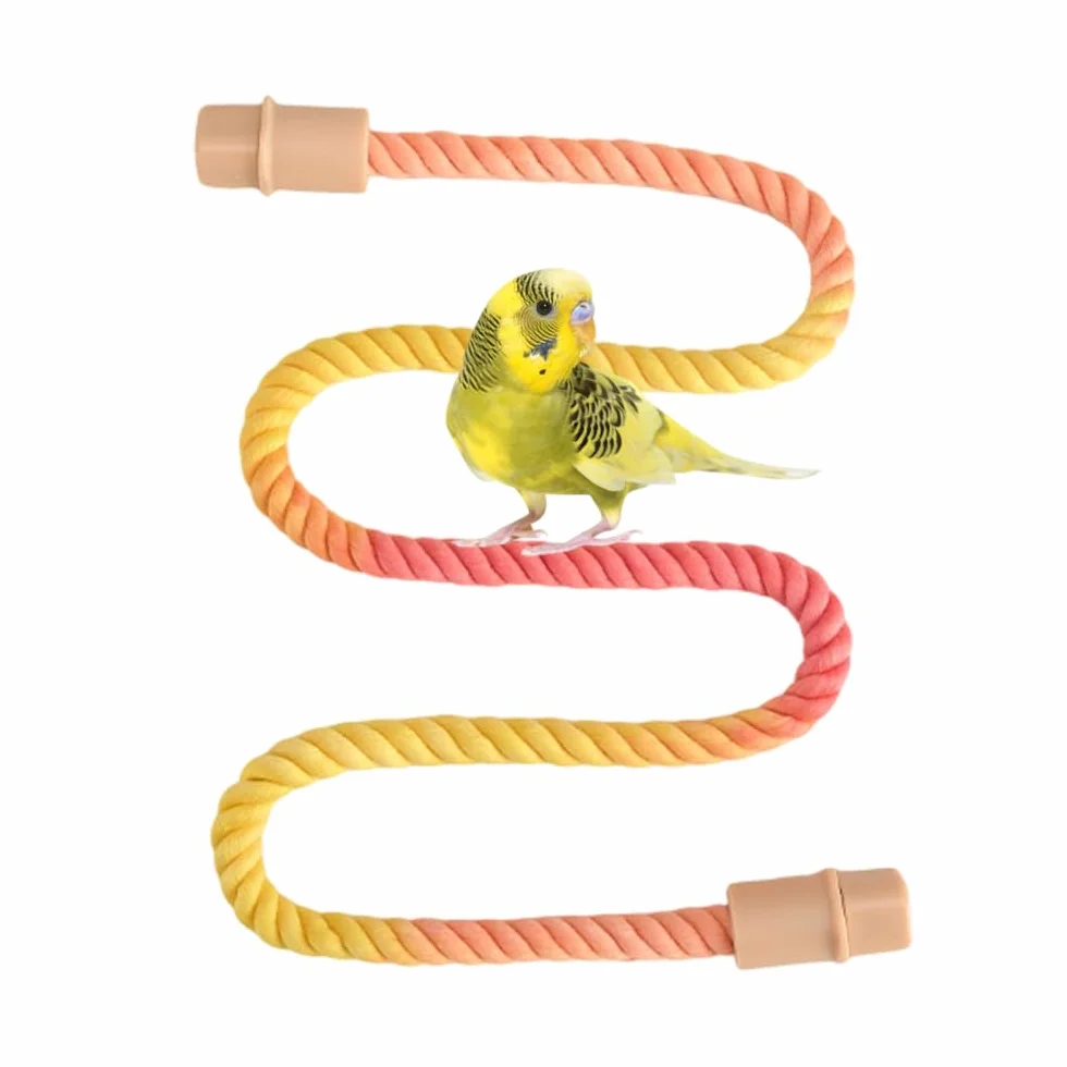 Percha de cuerda para pájaros, colorida y flexible para loros, jaula de pájaros, juguetes de pie para cacatúas, periquitos, pájaros de amor, pinzones, loros