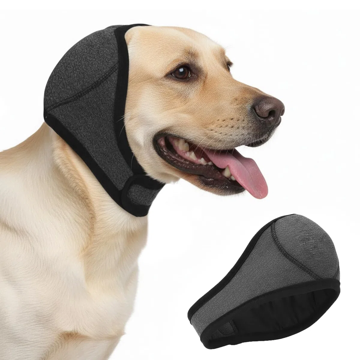 Protectores de Oídos y Orejeras para Perros, Cancelación de Ruido y Protección Auditiva Ajustable Calma para Perros Pequeños y Medianos, Aseo, Baño, Fuegos Artificiales, Truenos (Gris-L)