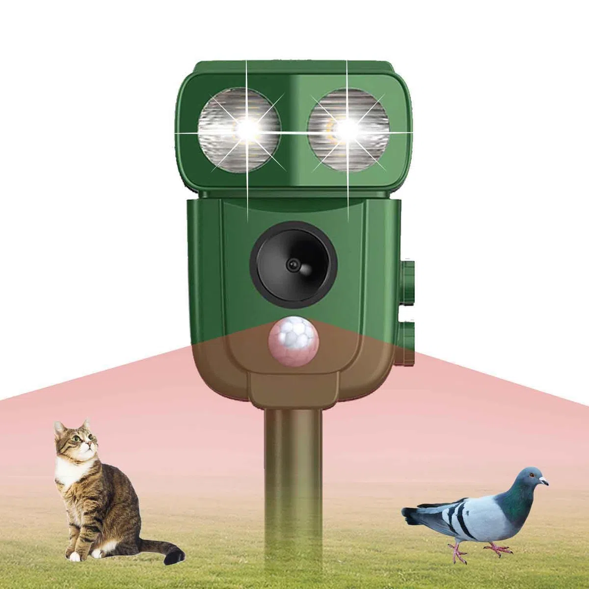 Repelente de Gatos, ahuyentador de pájaros, disuasión Solar ultrasónico, Parada de Animales, Gatos, Ratas, Perros, pájaros, Zorros y Otros, Repelente al Aire Libre para Animales con LED Intermitentes
