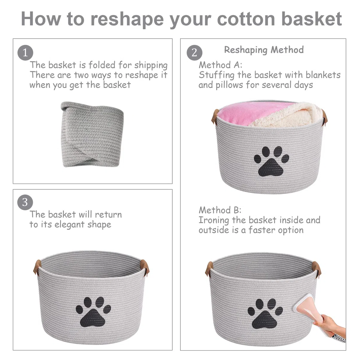 Cesta de almacenamiento de juguetes para mascotas MOREZI, adecuada para guardar juguetes para perros, ropa para perros y accesorios para mascotas-Gris