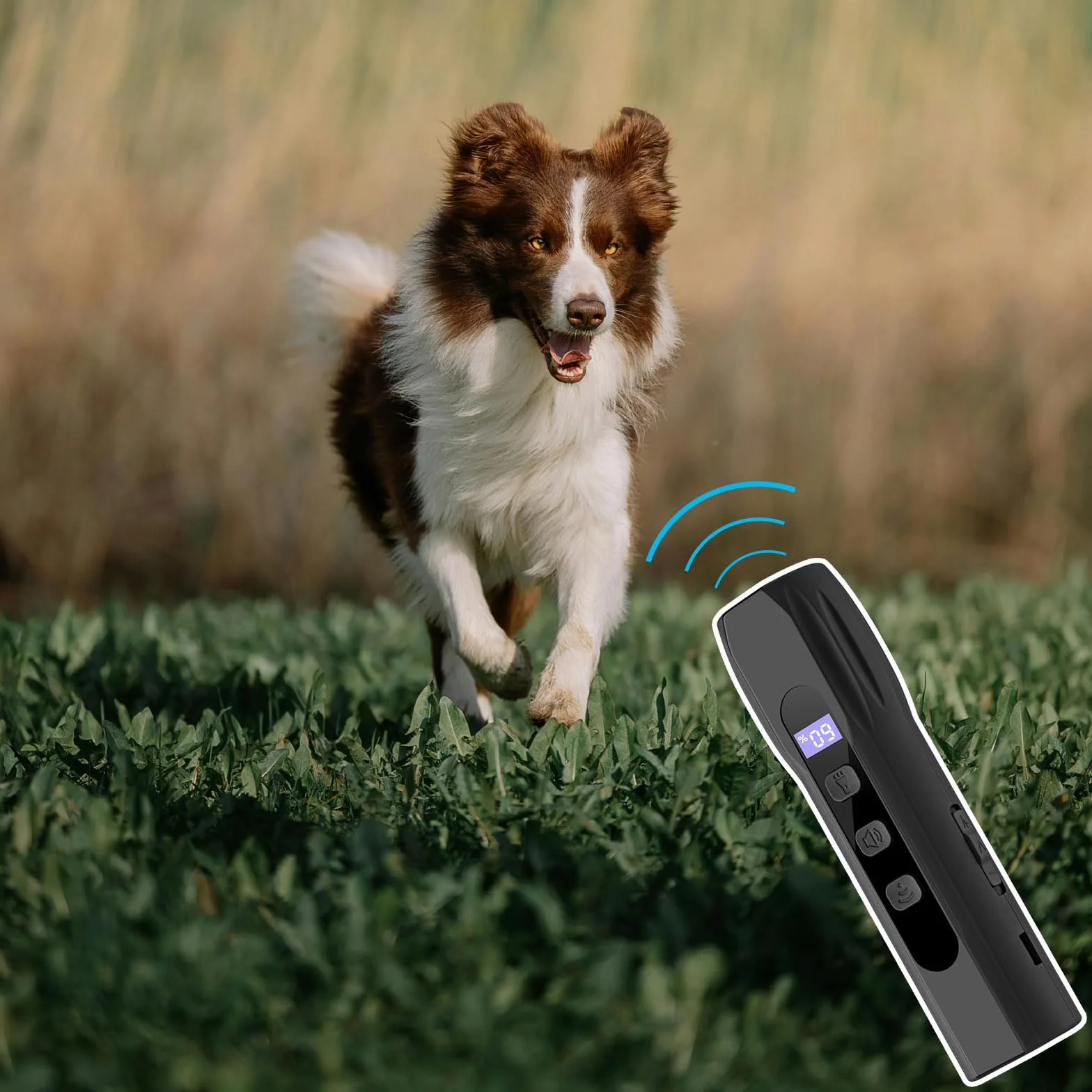 Ultrasónico Ahuyentador de Perros with LED Light Handheld Anti Barking Device Entrenamiento del Comportamiento 3 Frequencies Long Lasting Beeping Button for Perros Interior Exterior