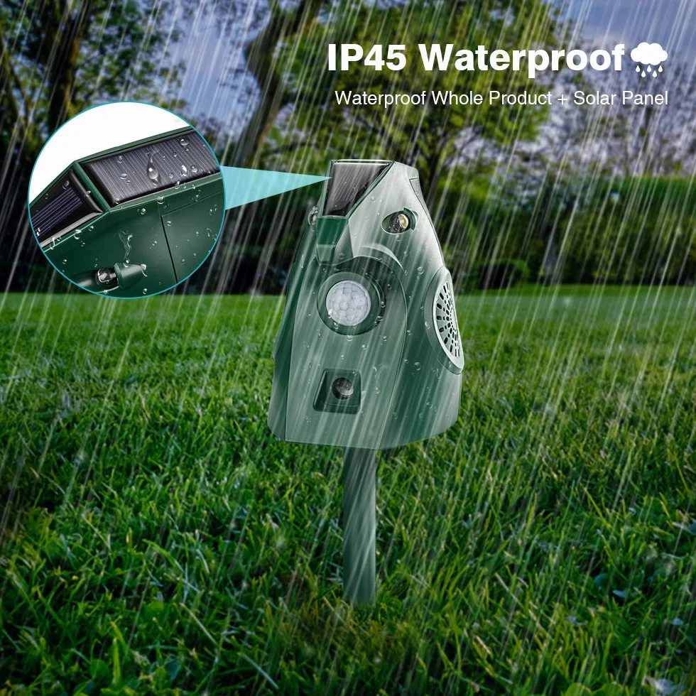 Repelente para Gatos Exteriores, Repelente Palomas Ultrasónico Solar, Ahuyentador de Pajaros Animales, Carga USB Repelente Gatos Jardín Auyentar Perros, Palomas, PáJaros, Ratas, Zorros