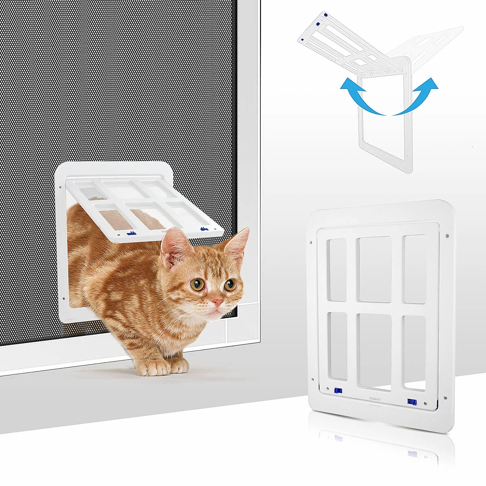 NAMSAN Gatera para Mosquitera Fácil su Instalación Cerrar con Imán Puerta para Perros en Mosquitera-Blanco