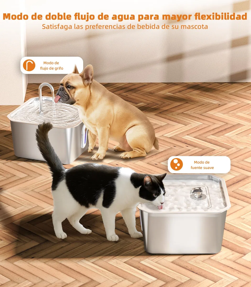 4L Fuente para Gatos Acero Inoxidable Fuente de con 3 filtros Agua Automática para Mascotas para Gatos/Perros Metálica Ultra Silenciosa para Beber Suministros para El Riego de Gatitos