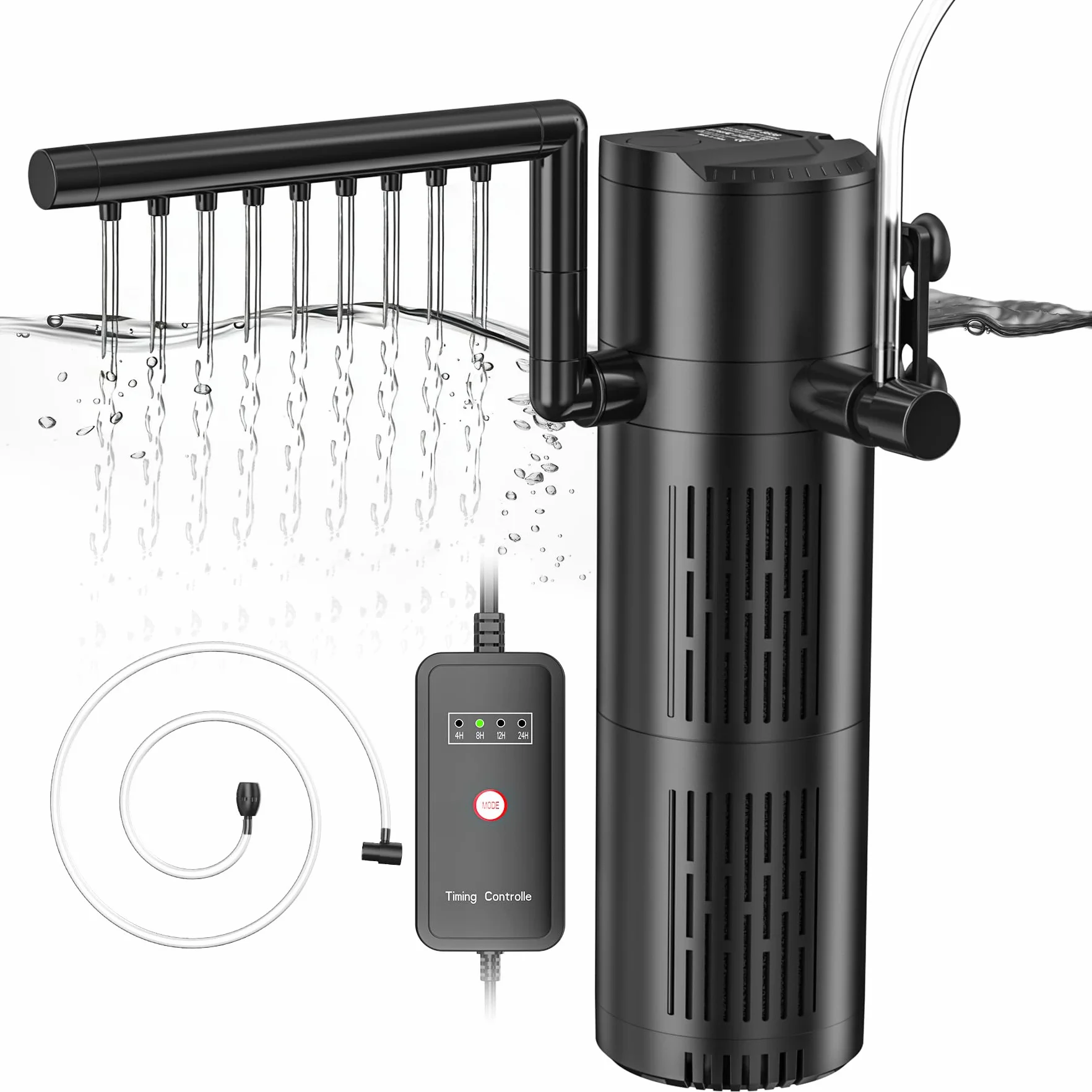 Forever Speed Filtro Acuario Interno con lámpara UVC 6W y Filtro pecera 5 en 1, para acuarios de 40L a 100L (500L/H)