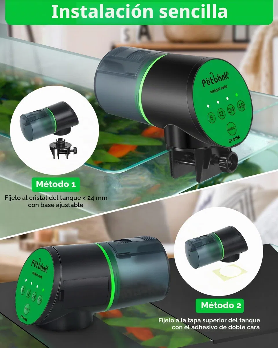 Alimentador Automático de Peces para Acuario, Dispensador de Alimentos Con Temporizador, Funciona Con Pilas, 2 AAA Incluidas