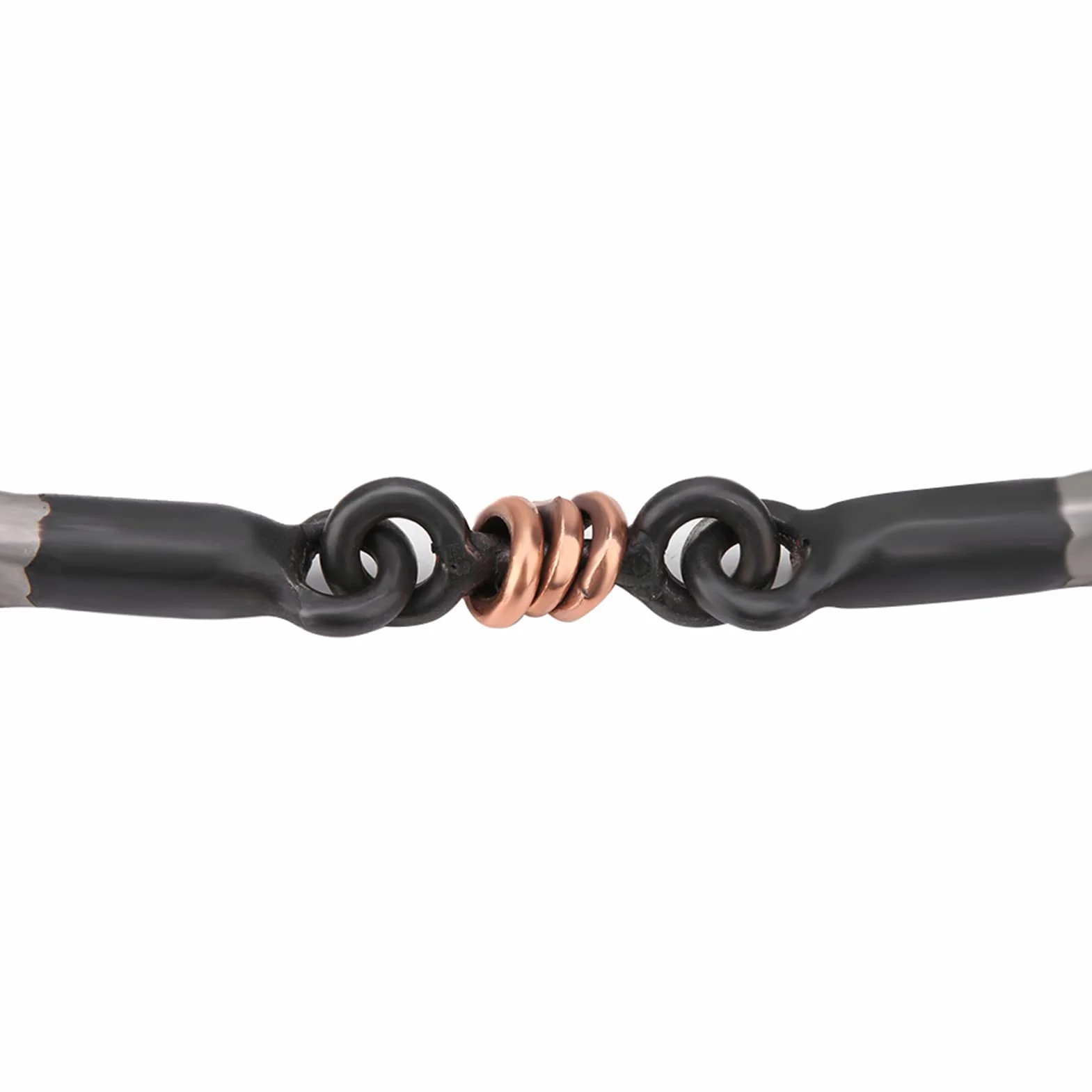 Broca para Masticar Caballos de Acero Inoxidable Broca para Boca de Caballo Boca con Incrustaciones de Cobre Negro con 3 Anillos de Cobre para Soporte Lateral de Contacto Ligero