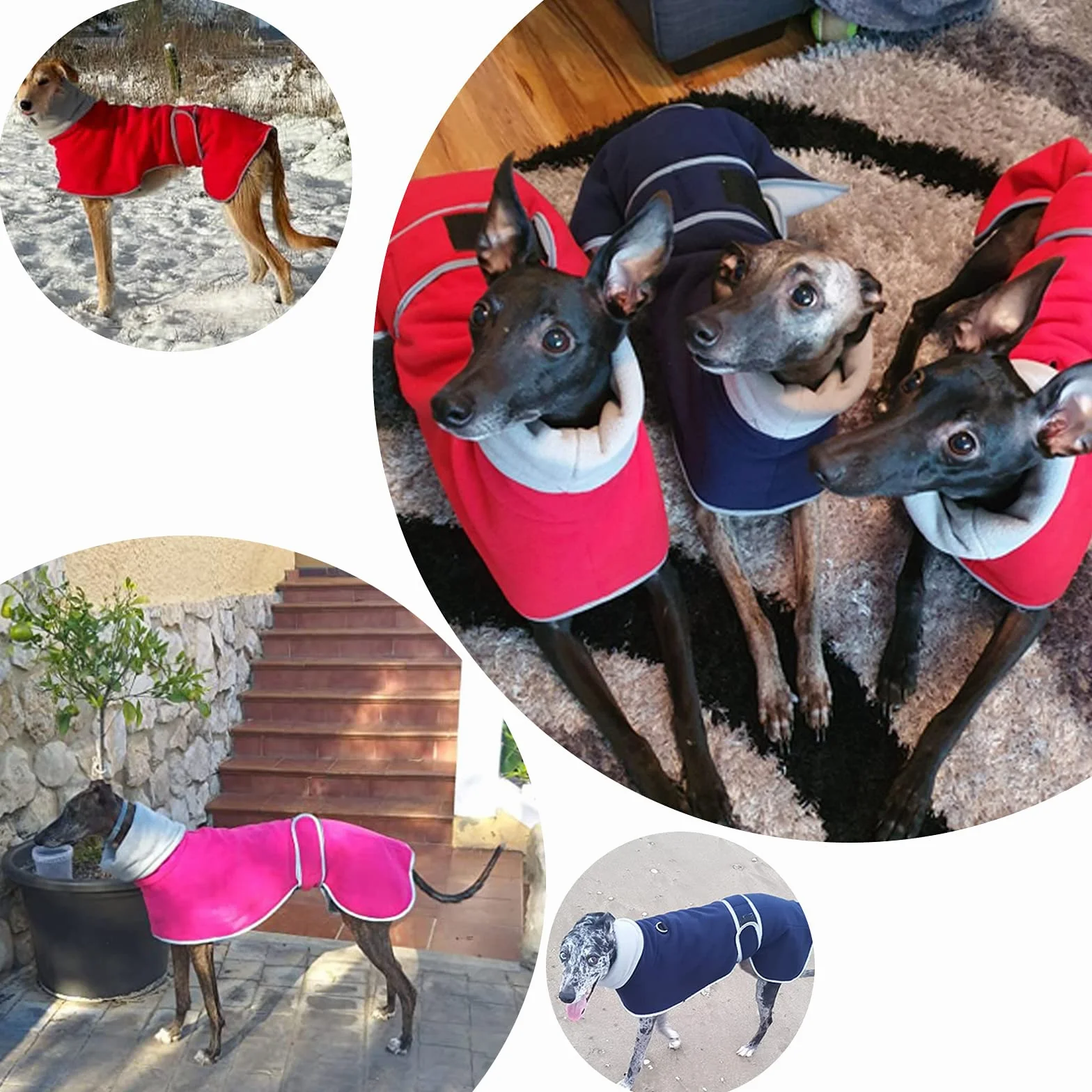 Geyecete - Abrigo con Forro Polar para Perro, con Bandas Ajustables, para Invierno Clima frío,Jersey con Agujero del arnés, para medianos y Grandes Perros Galgo-Marrón-XS