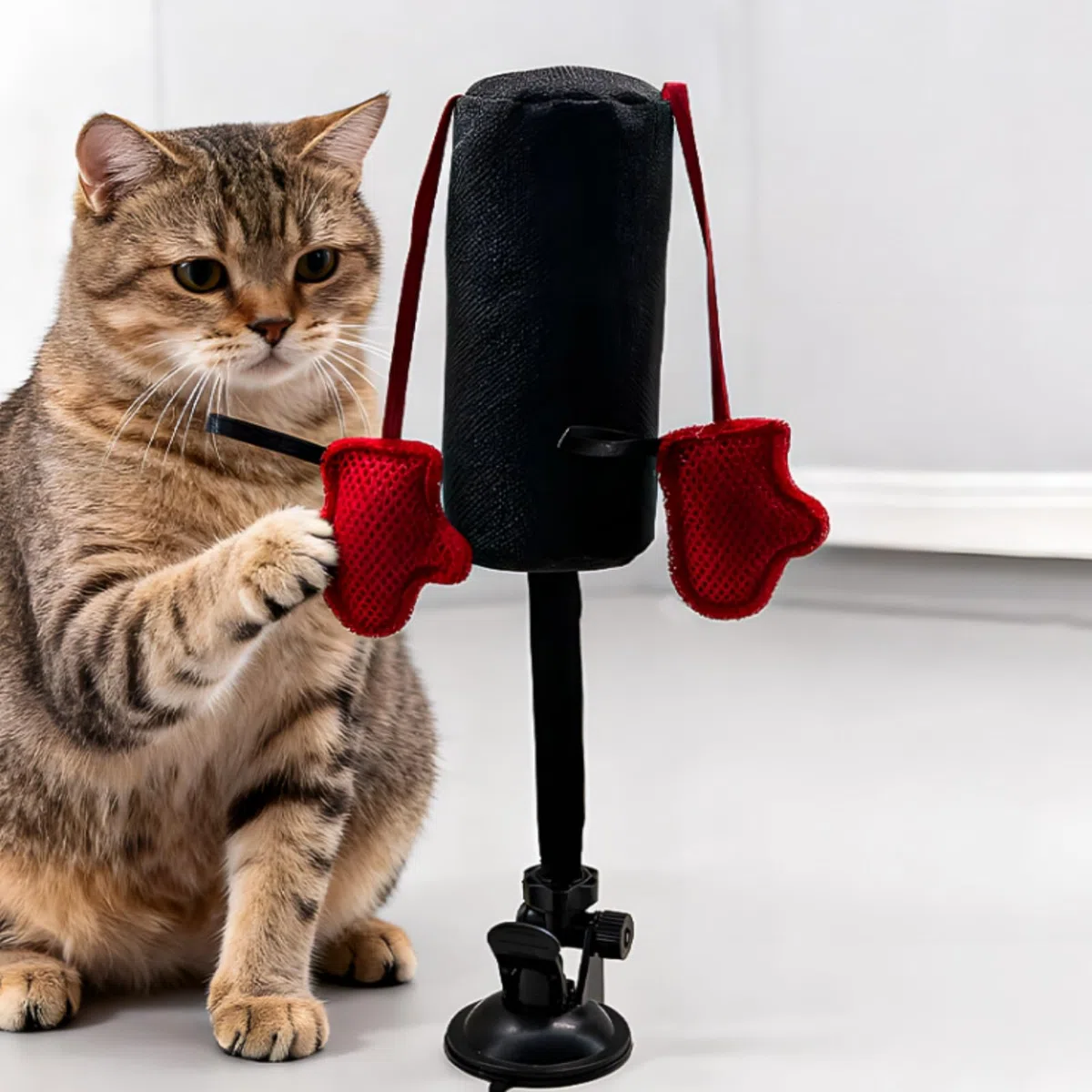 Saco de boxeo para gatos, divertidos sacos de boxeo con guantes de boxeo, juego para todos (A)