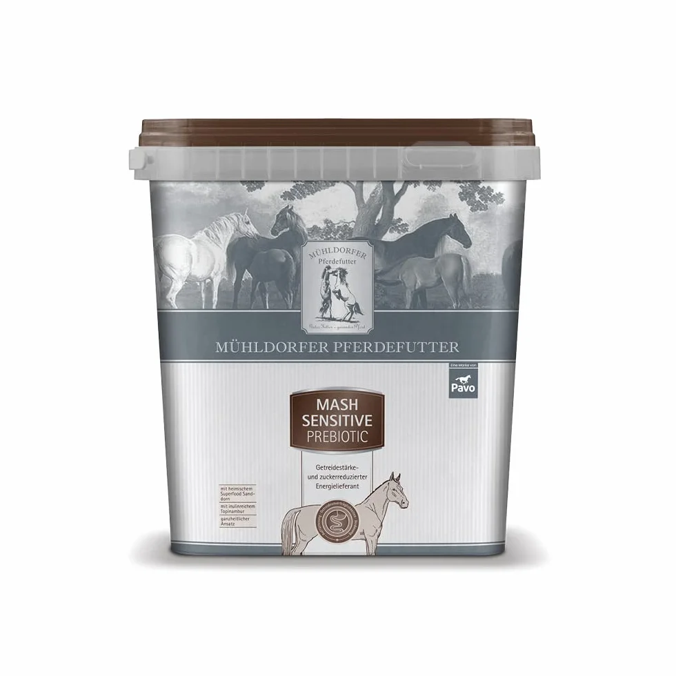 Mühldorfer Mash de Forro para Magere y más Fuertes Caballos, a la energía Entrega, Mash Sensitive prebiotic, 3 kg
