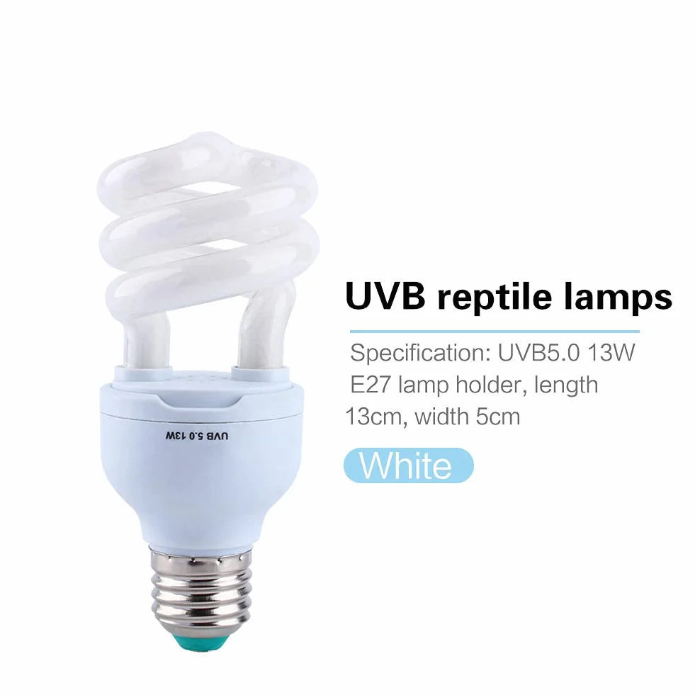 Luces para Reptiles 13W UVB 5.0 E27, Bombilla Compacta en Espiral de Ahorro de Energía para Tortugas, Serpientes, Lagartos y Anfibios