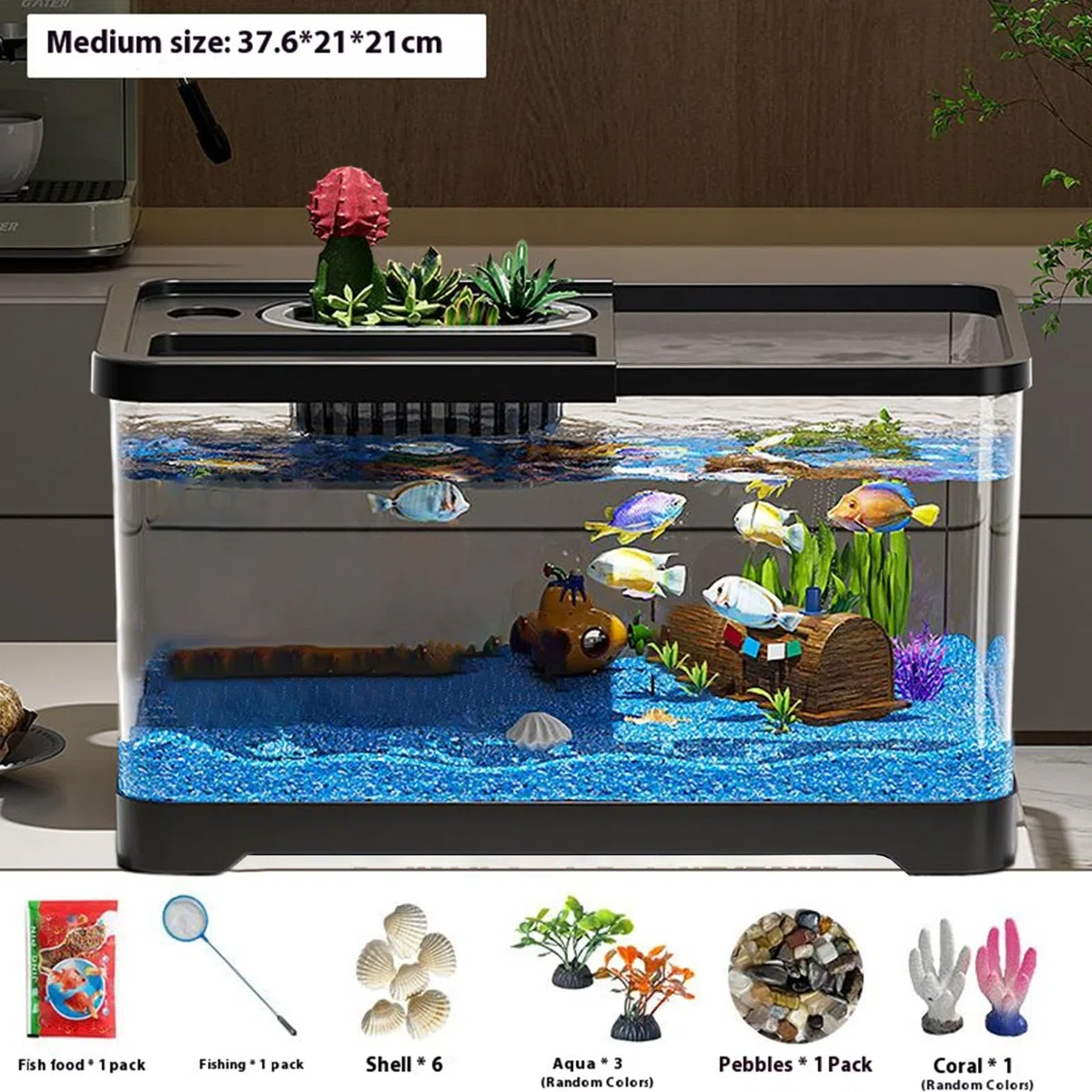 Kit De Inicio para Acuario - Pecera Kit Inicial con Filtro Y Luz | Decoración Submarina, Juego Compacto De para Salón Dormitorio Juvenil