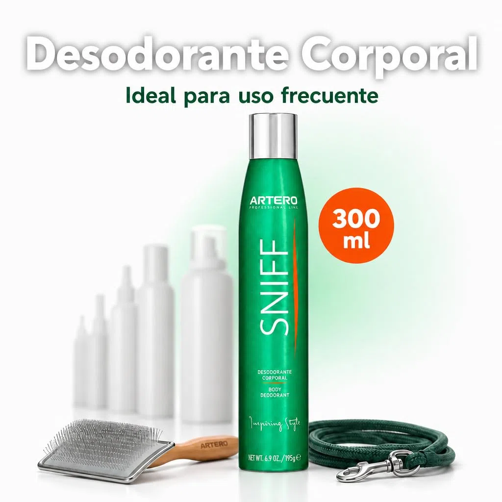 ARTERO Sniff Desodorante para Perros 300ml - Elimina Mal Olor Instantáneamente, Spray Corporal de Larga Duración, Apto Cachorros y Adultos, Vegano, Sin Parabenos