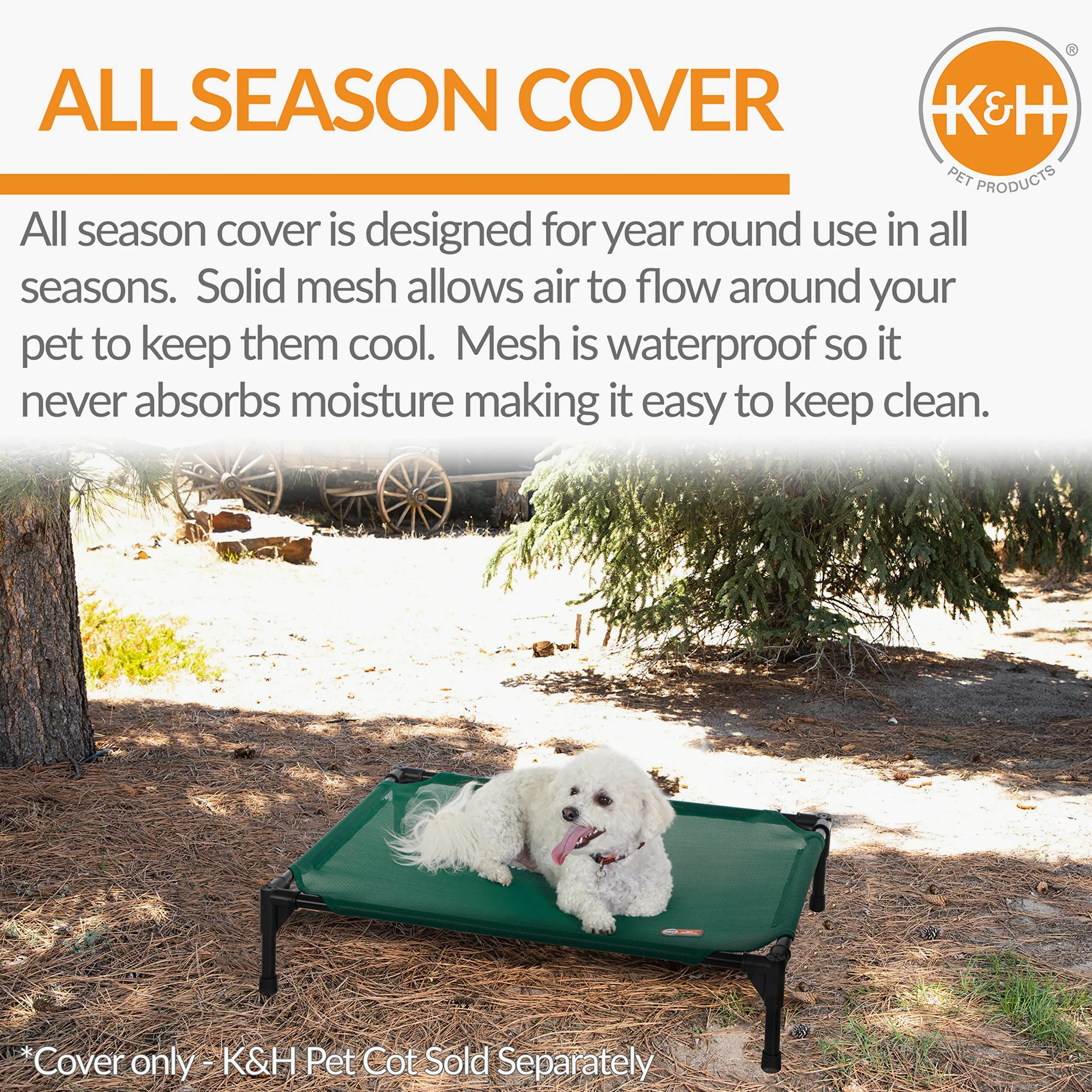 K&H Pet Products Original Pet Cot - Funda de Repuesto para Todas Las Estaciones (la Cuna se Vende por Separado), Color Verde, tamaño Mediano, 25 x 32 Pulgadas