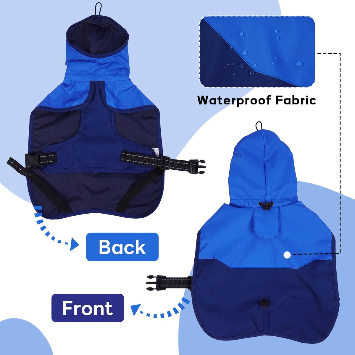 Chubasquero Perro Grande, Chaqueta Impermeable para Perros Grande Impermeable Perro Grande Cubierta Completapara Ajustable Sudaderas a Prueba de Viento Perros(Azul, XL)