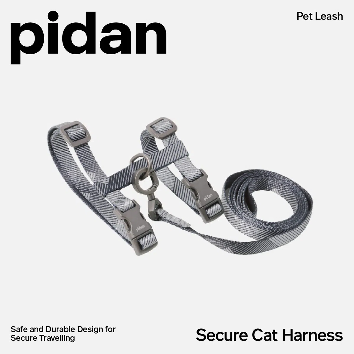 pidan Juego de arnés y correa para gatos, arnés ajustable a prueba de escape para gatos grandes y pequeños, arnés ligero y suave para caminar, para viajes, gris, contorno del cuello 7.8 pulgadas, 12.2